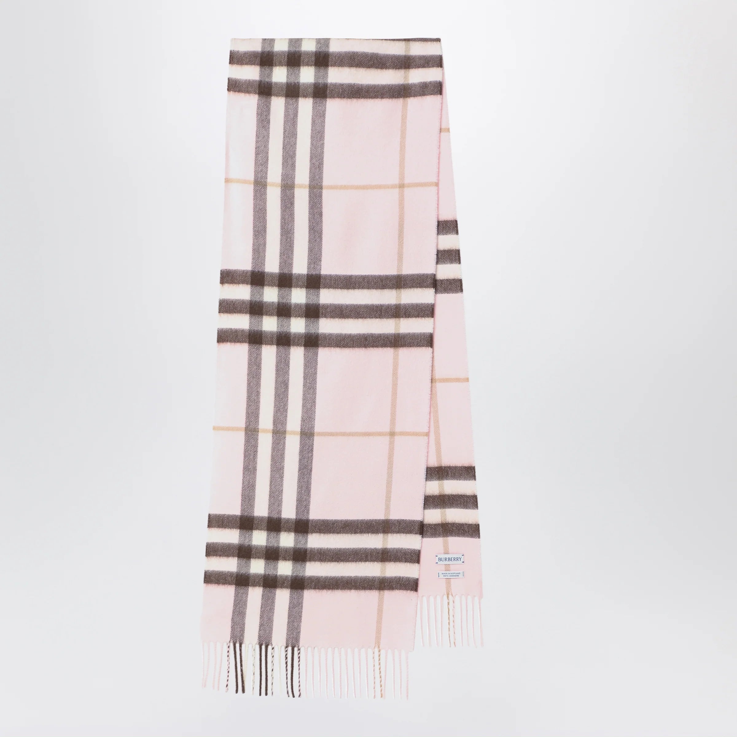Burberry Pink cashmere scarf with a checked pattern