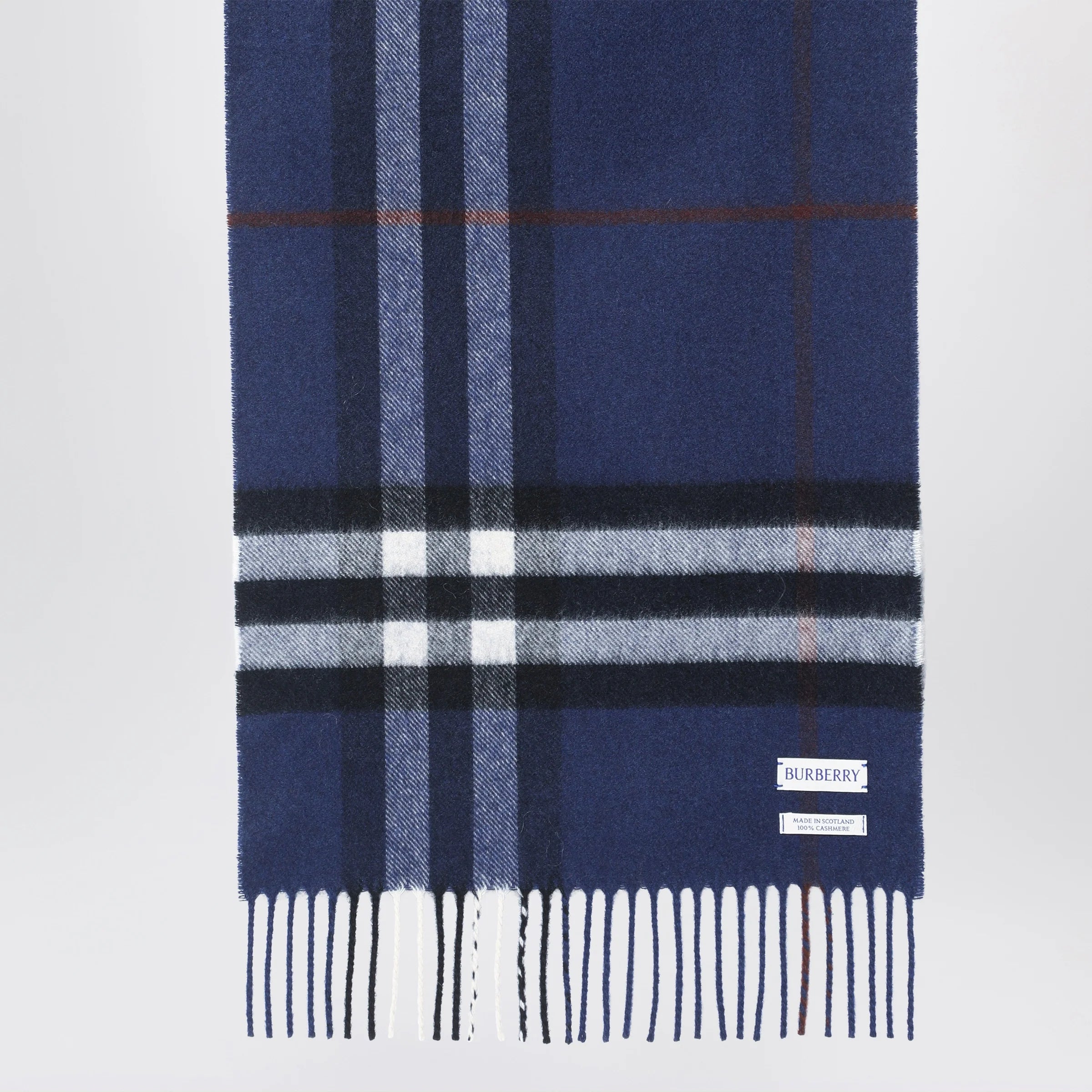 Burberry Blue cashmere scarf with a checked pattern