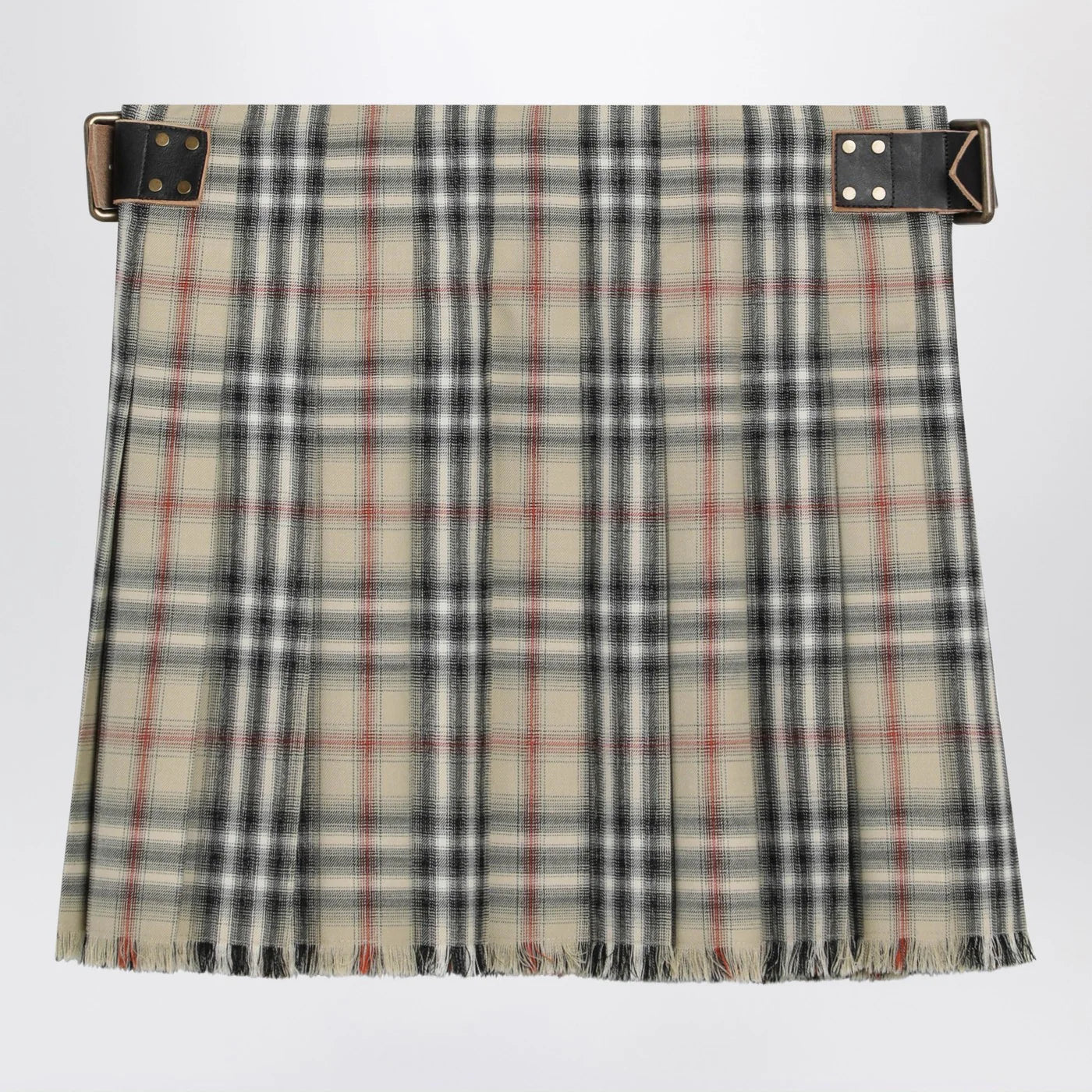 Burberry Beige wool mini kilt with Check pattern