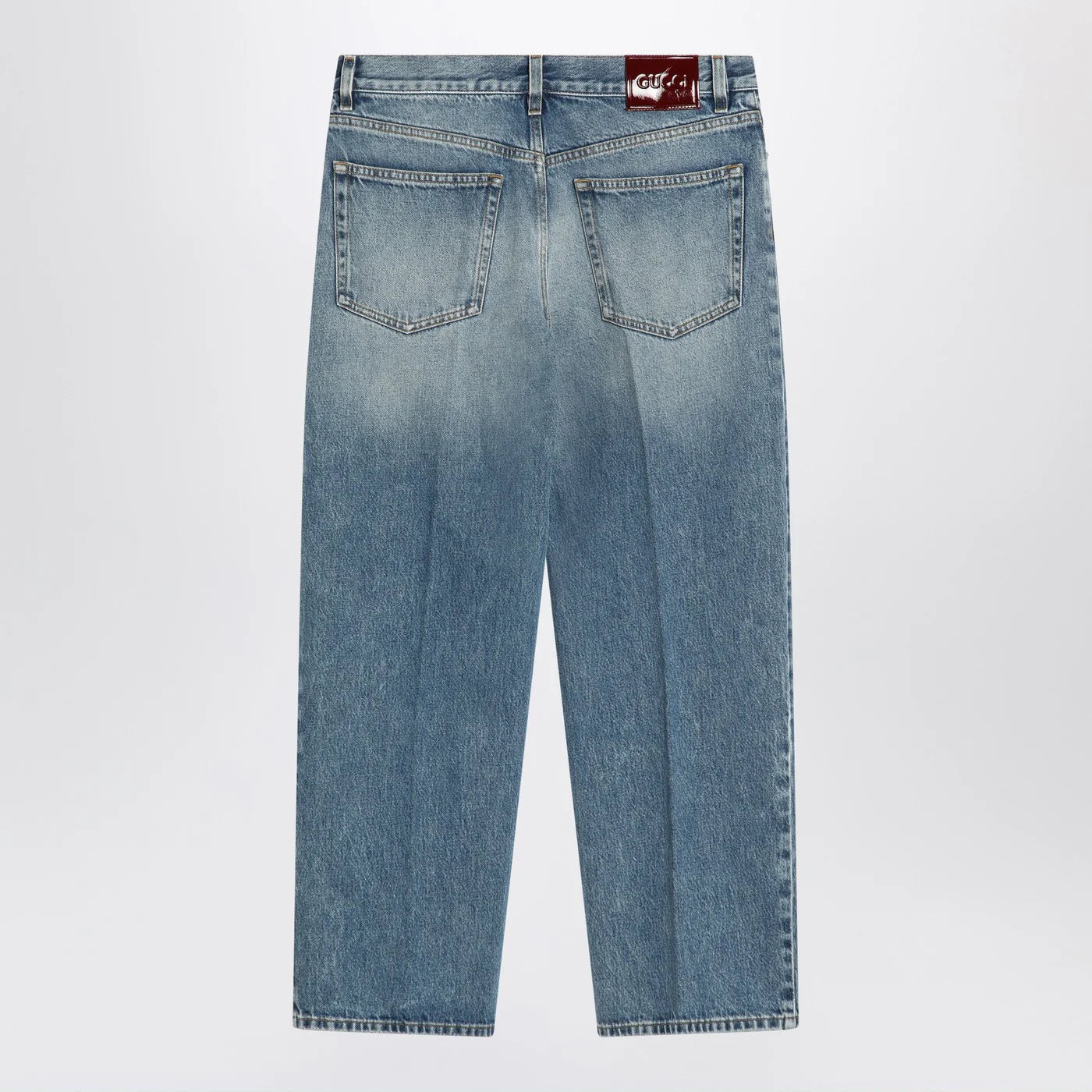 GUCCI Straight light blue jeans with faded effect