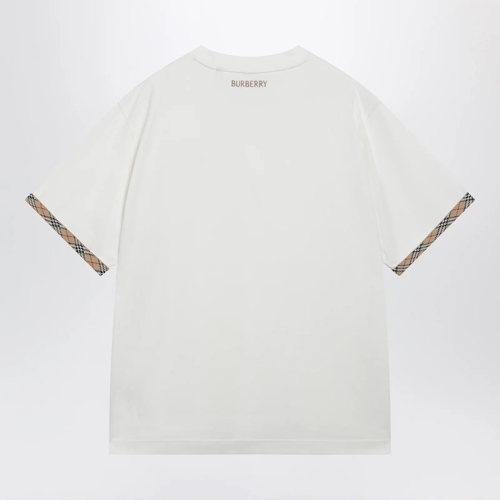 Burberry Cotton jersey T-shirt with Check trim in chalk