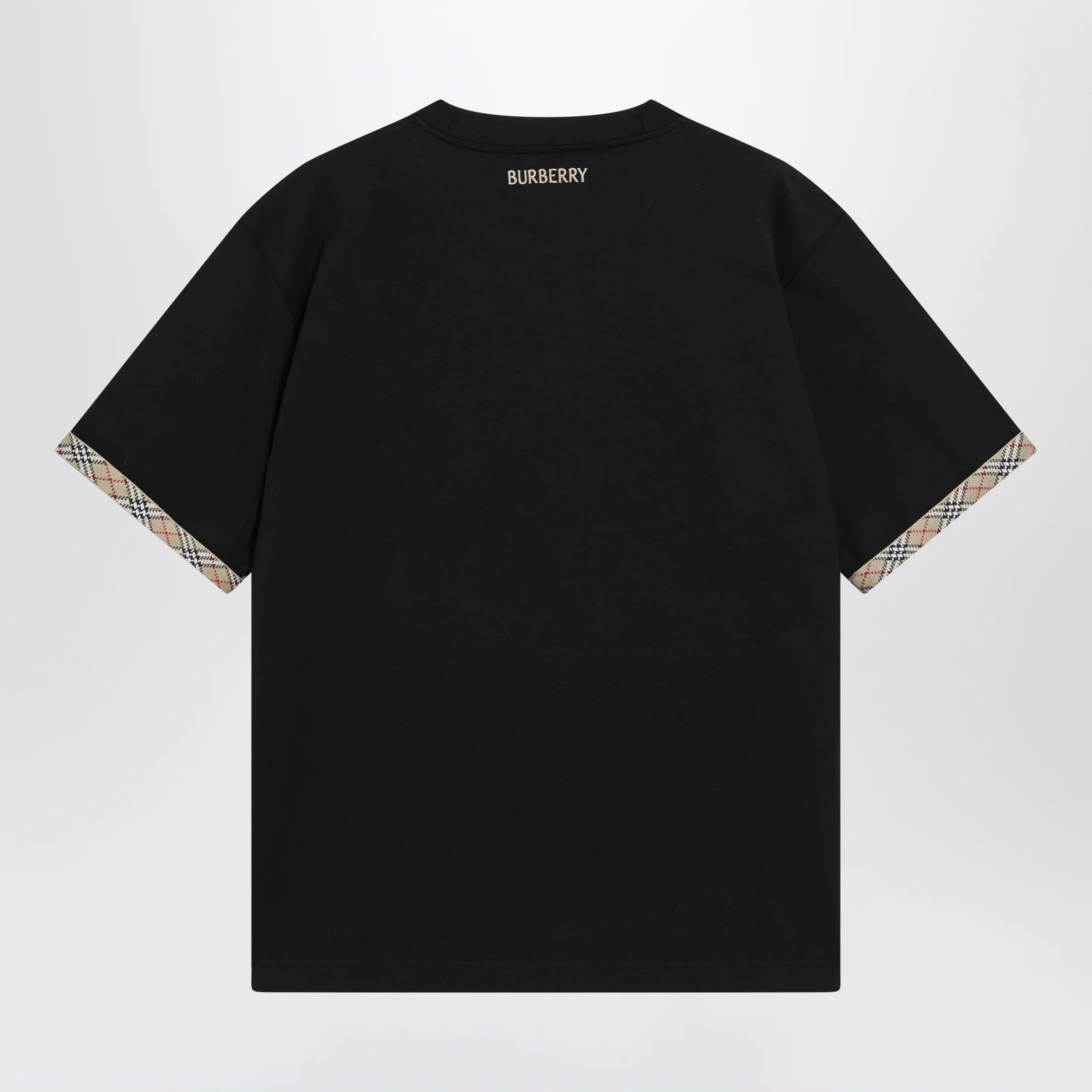 Burberry Cotton jersey T-shirt with Check trim in black