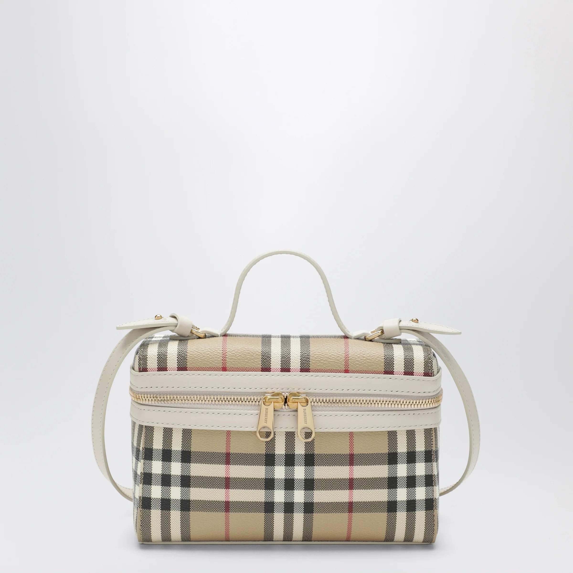 Burberry Vanity Check vanity bag in cotton blend, beige