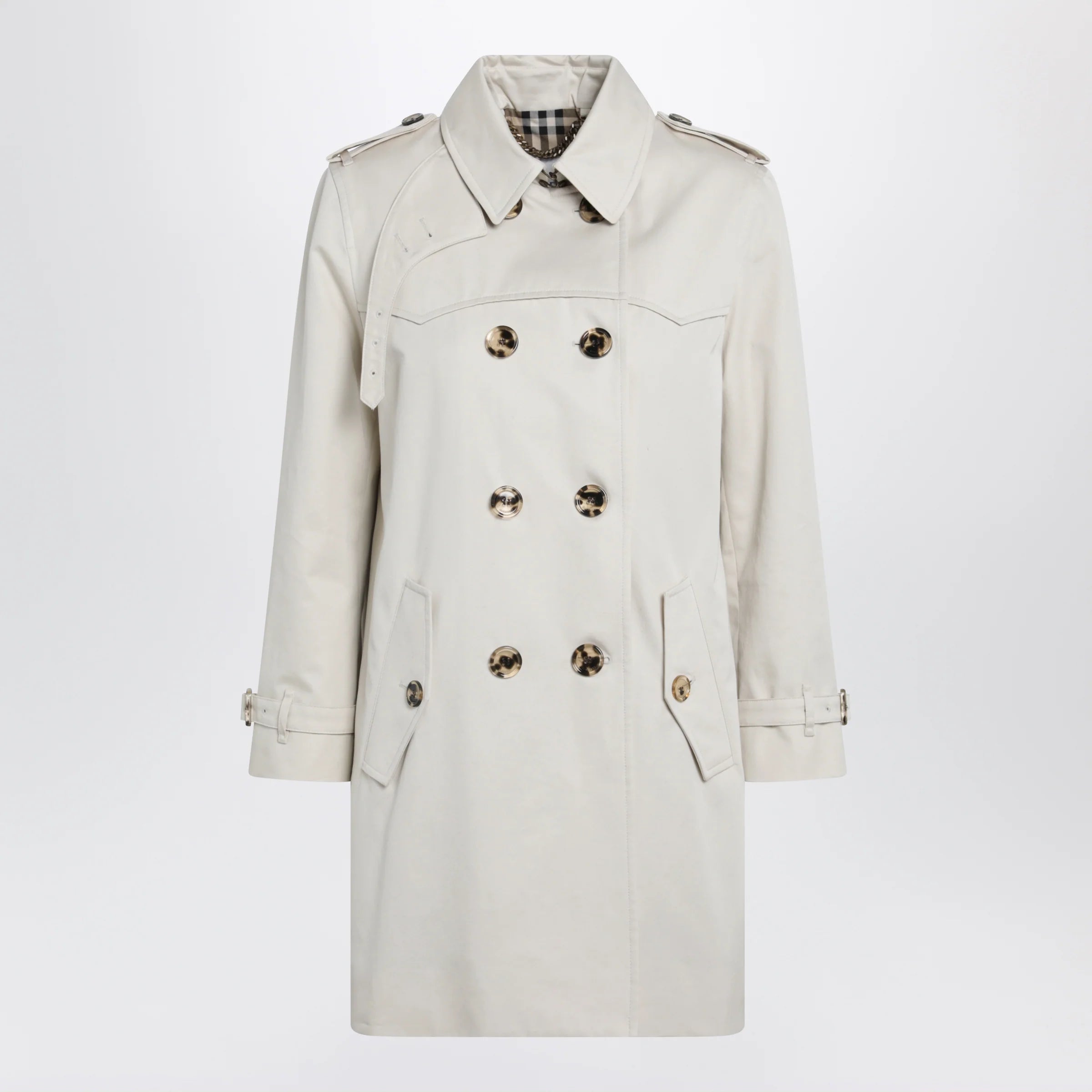 Burberry Short Summerside trench coat in cotton gabardine beige