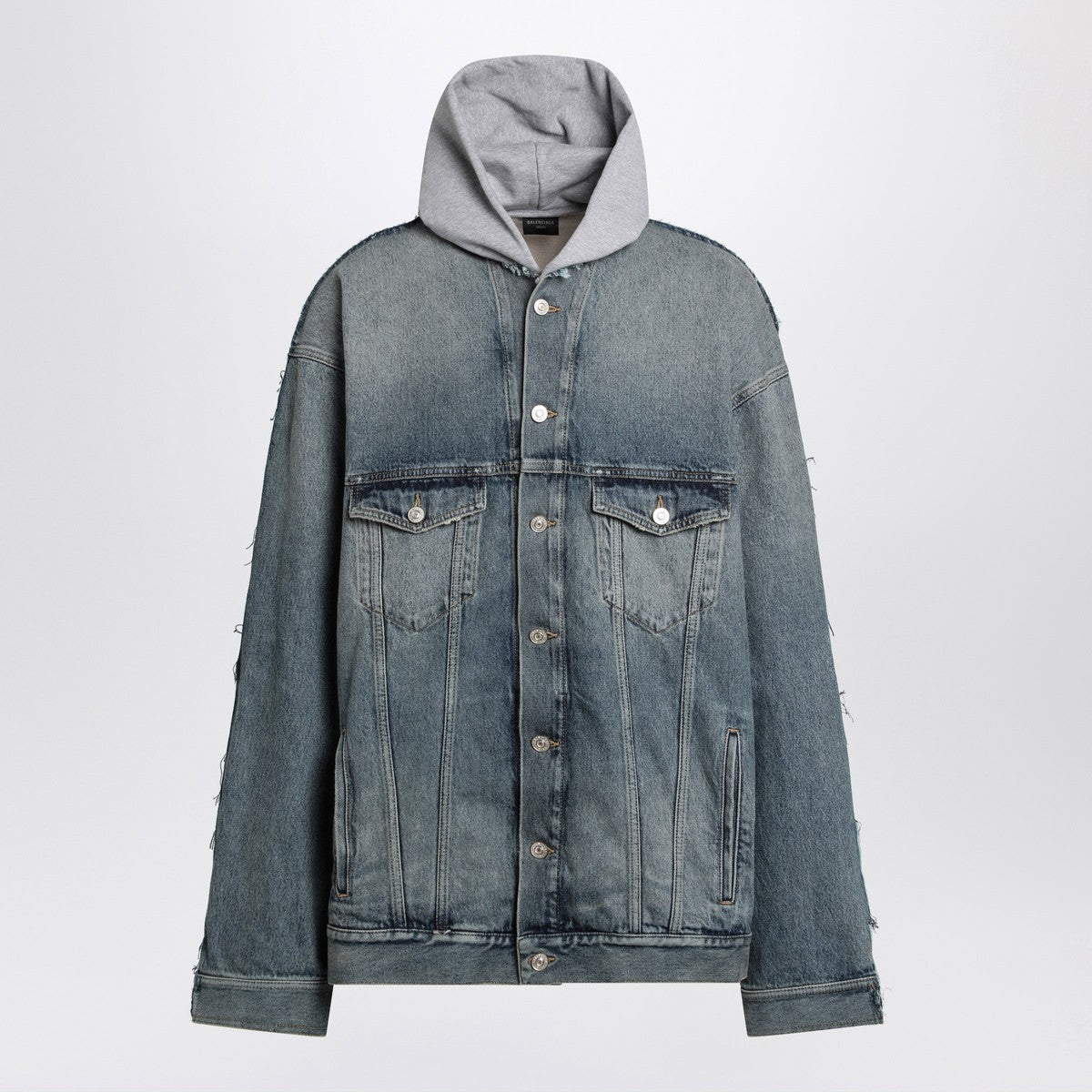 Balenciaga Denim and fleece cotton jacket with logo