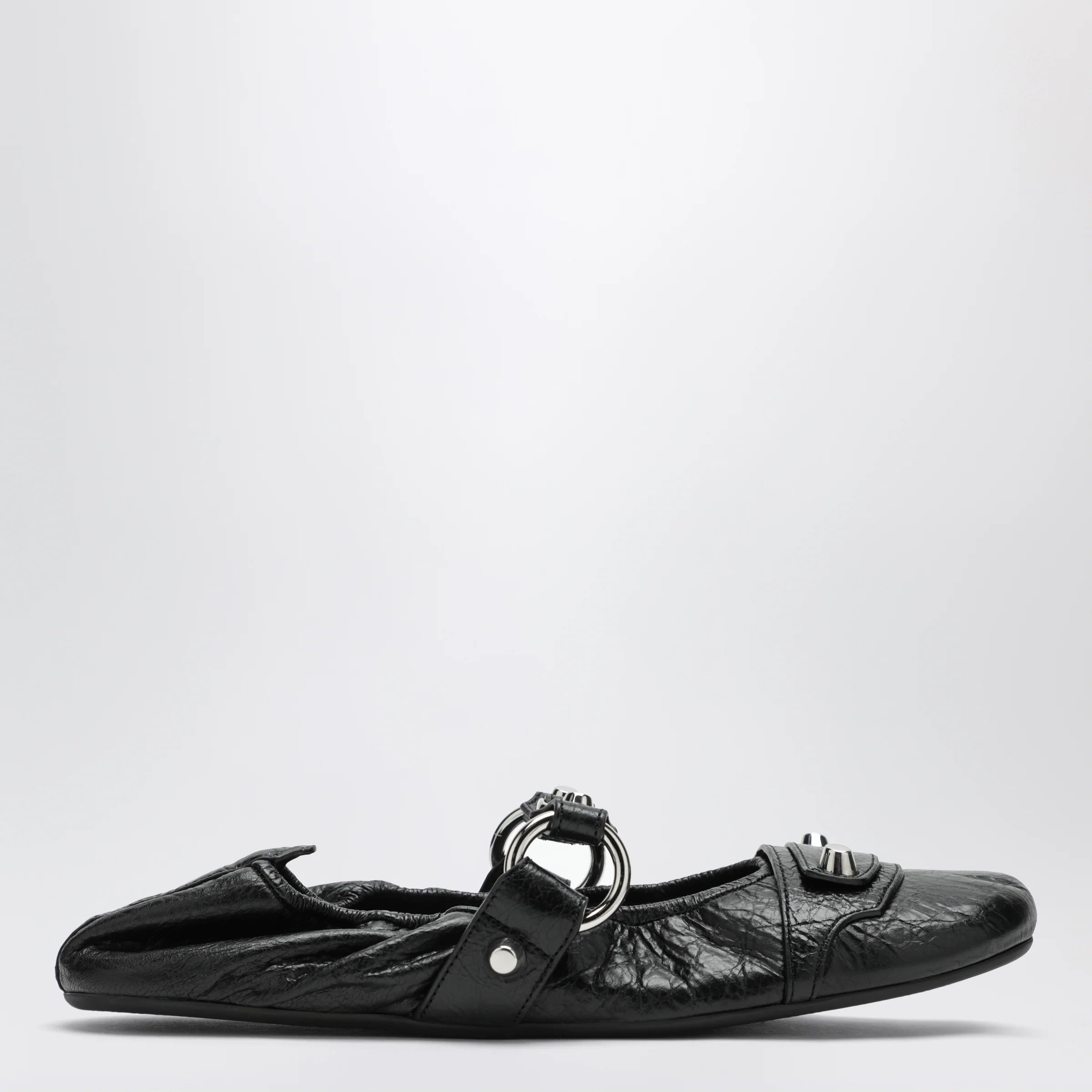 Balenciaga City black ballet flats in Arena lambskin leather