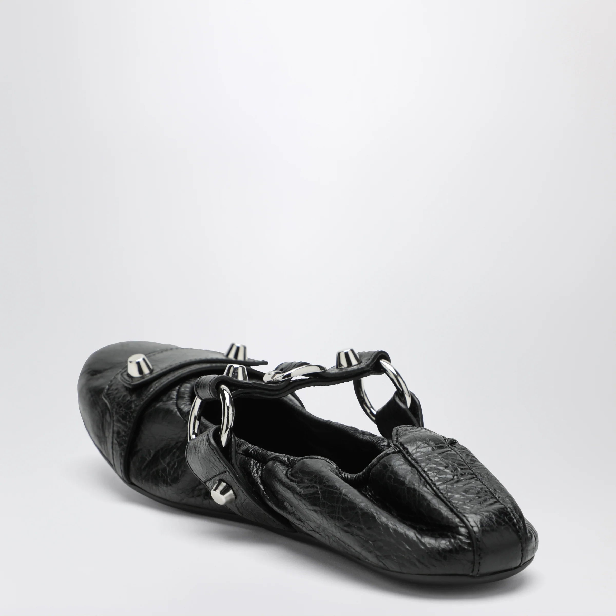 Balenciaga City black ballet flats in Arena lambskin leather