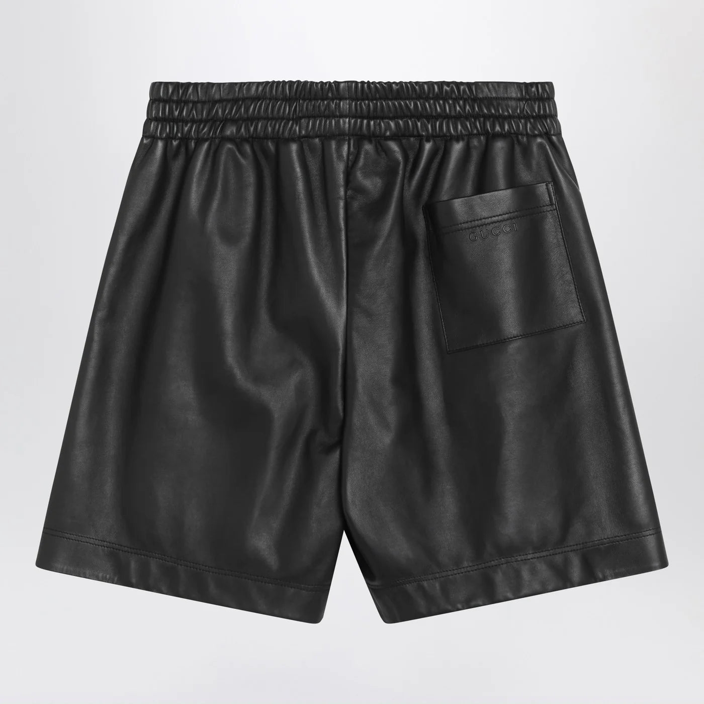 GUCCI Black leather Bermuda shorts