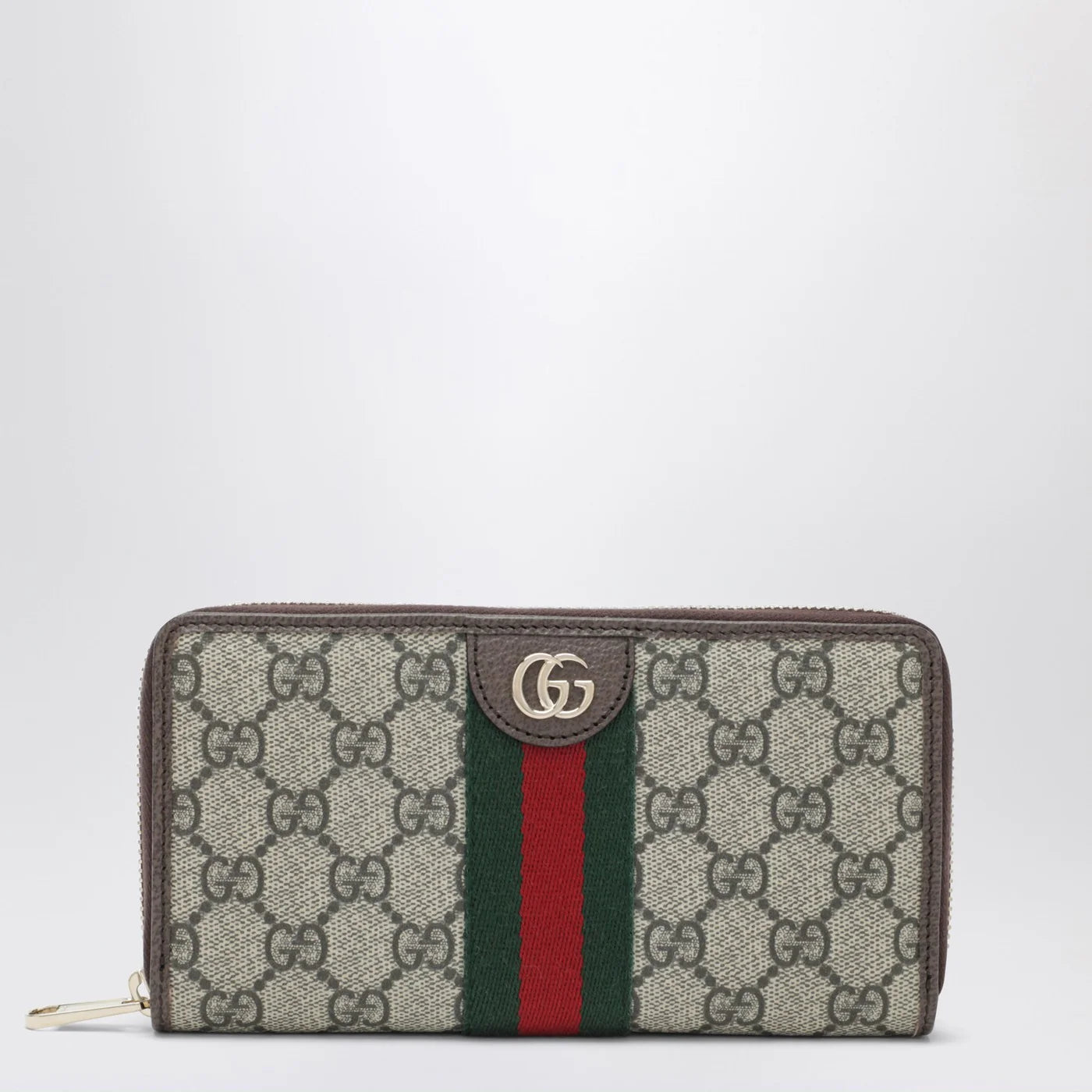 GUCCI Ophidia zip-around wallet in beige and brown GG Supreme canvas