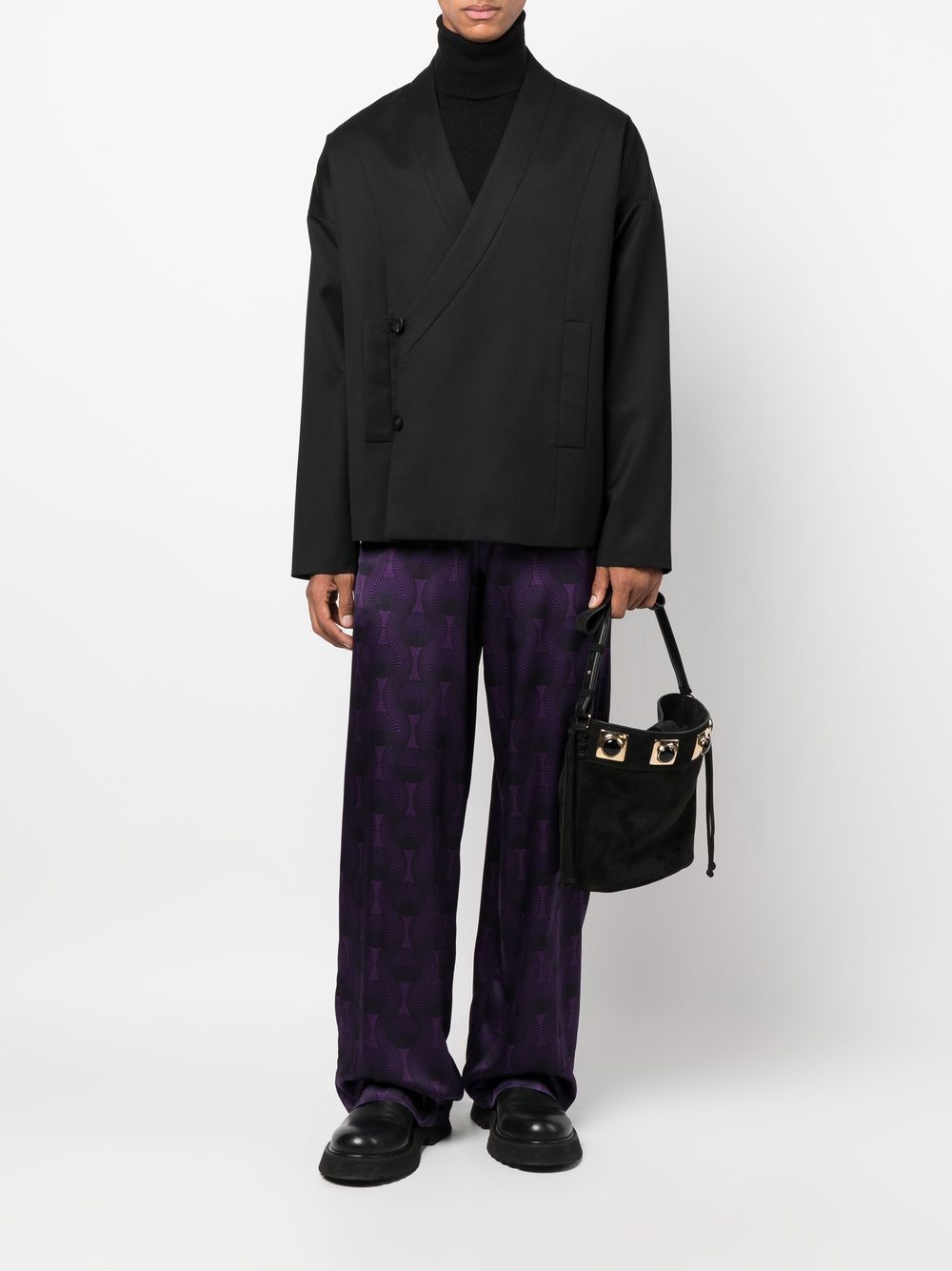 Ozwald Boateng Elastic waist printed silk trousers
