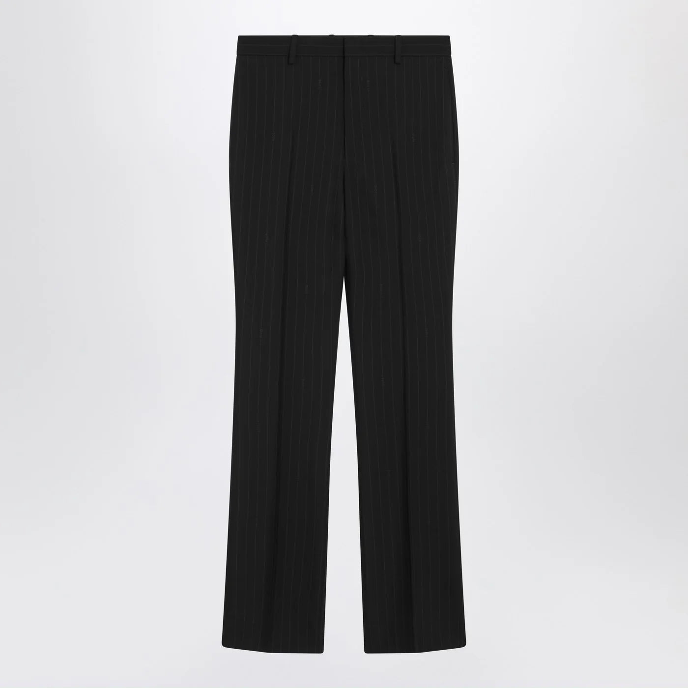 GUCCI Black wool pinstripe trousers