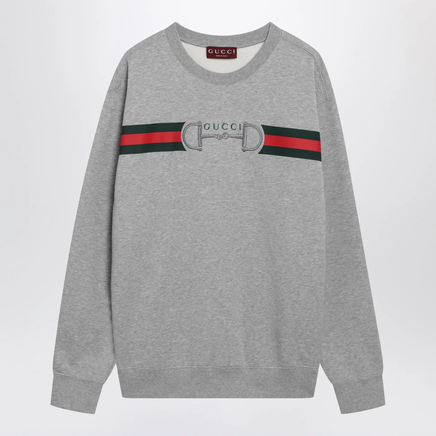 GUCCI Grey cotton jersey sweatshirt with logo print
