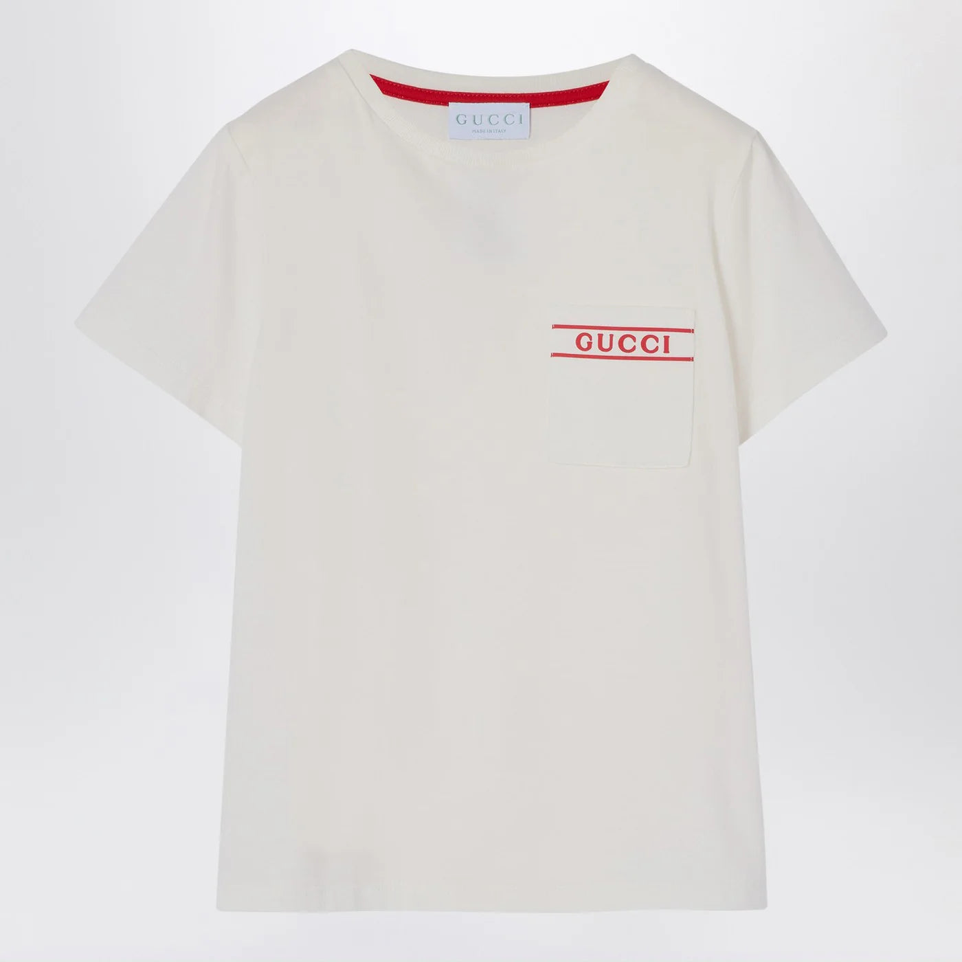 GUCCI White cotton T-shirt with logo