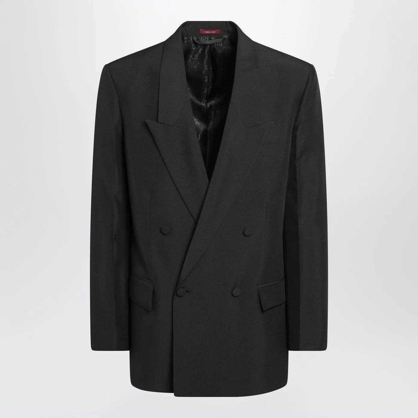 GUCCI Black double-breasted jacket in technical panama