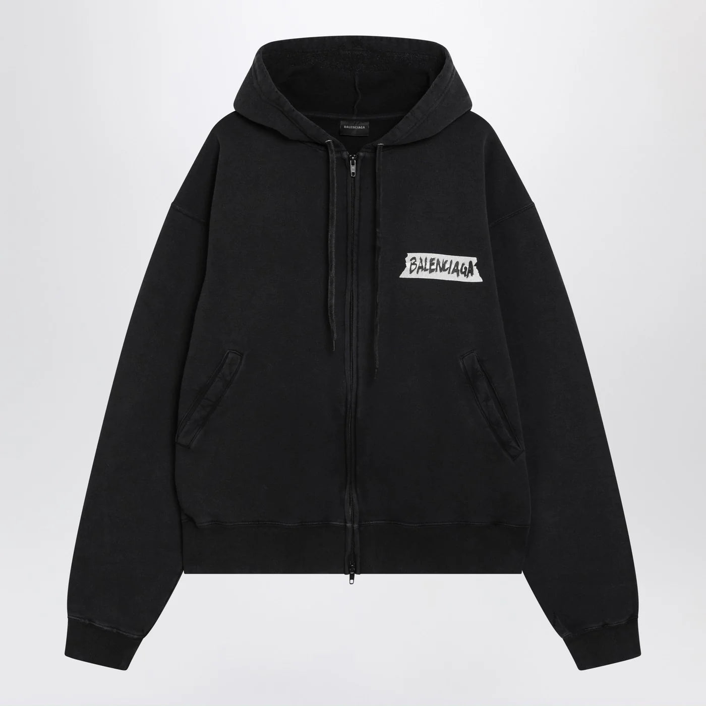 Balenciaga Black washed Masking Tape oversize hoodie