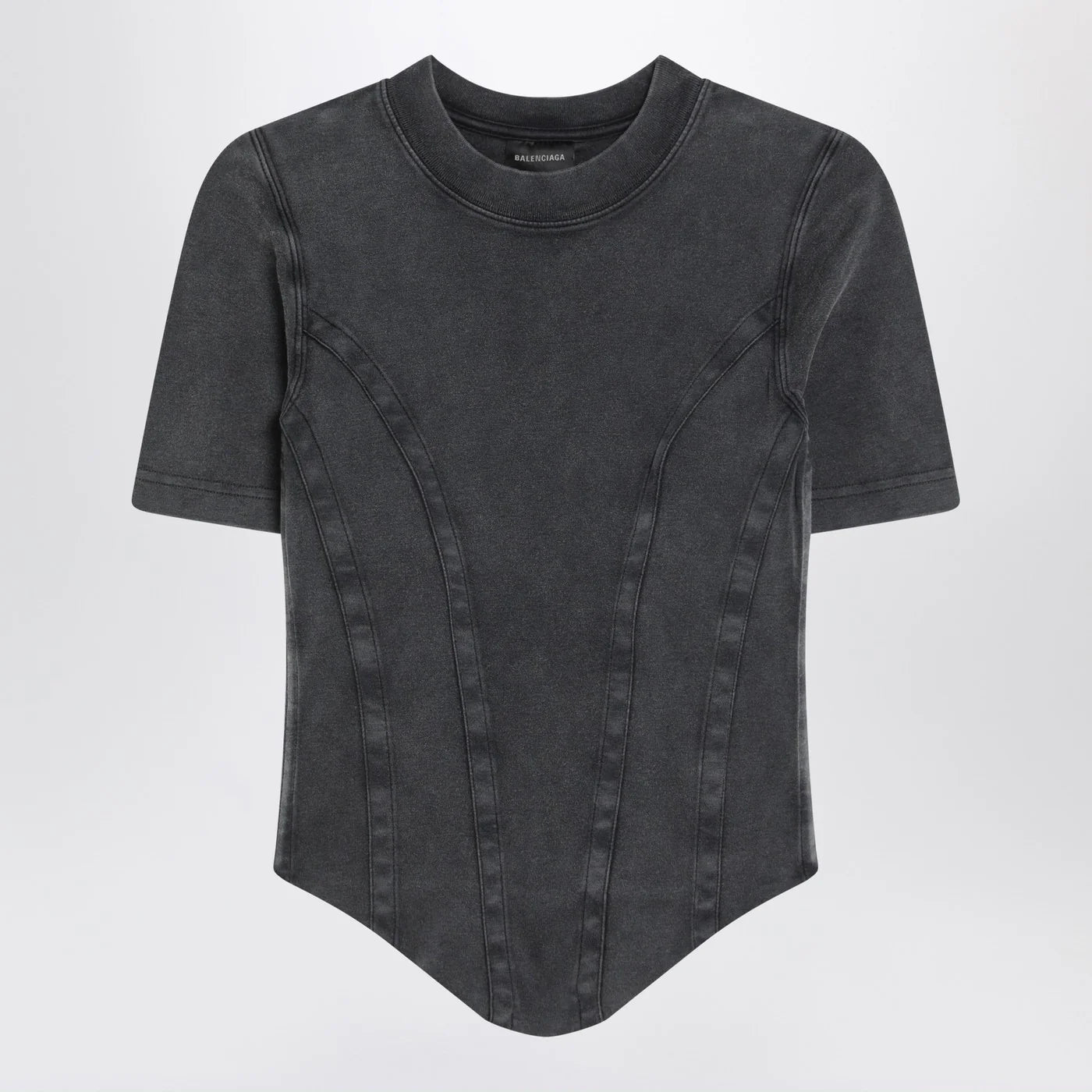 Balenciaga Washed black corset-style T-shirt