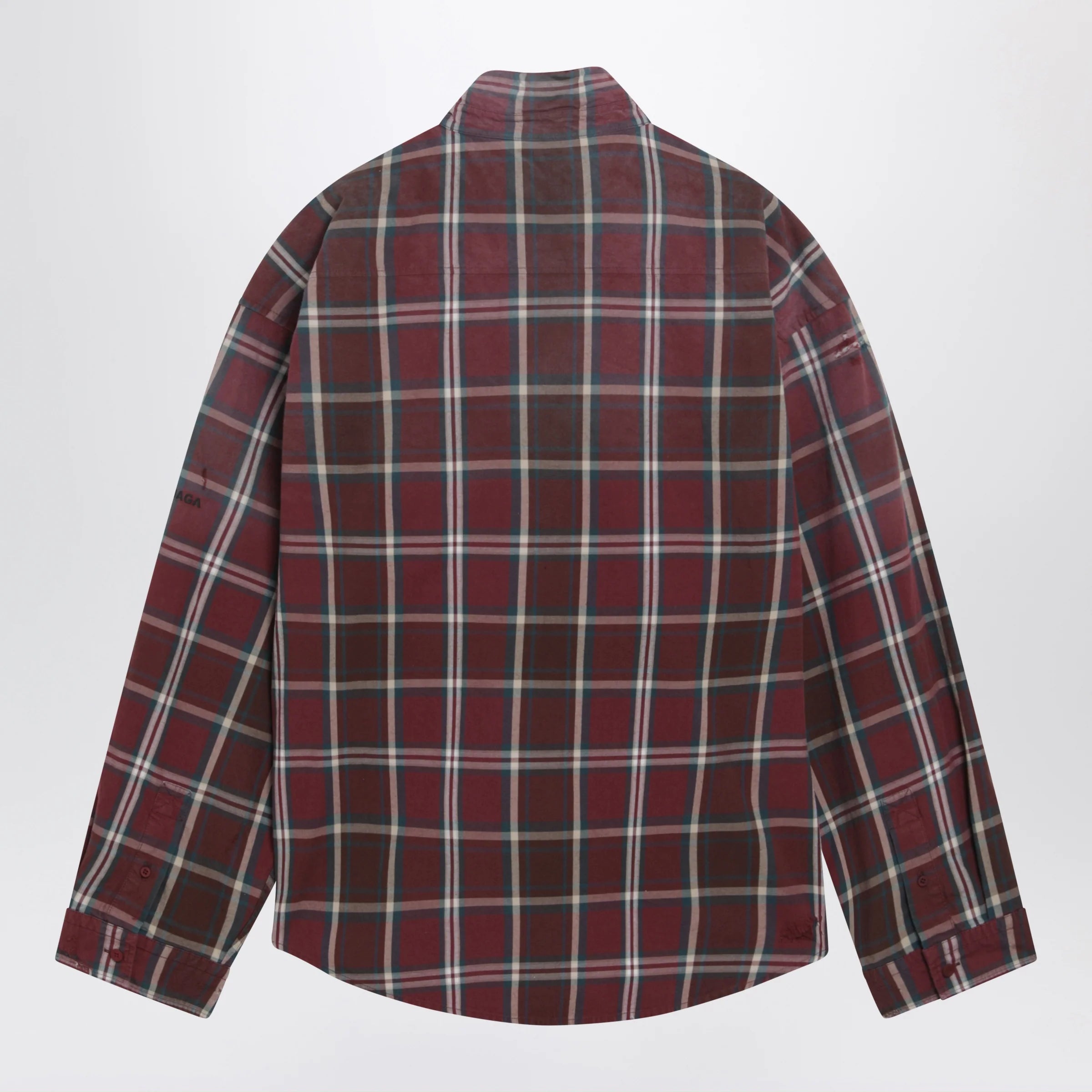 Balenciaga Burgundy plaid cotton-blend flannel zip shirt