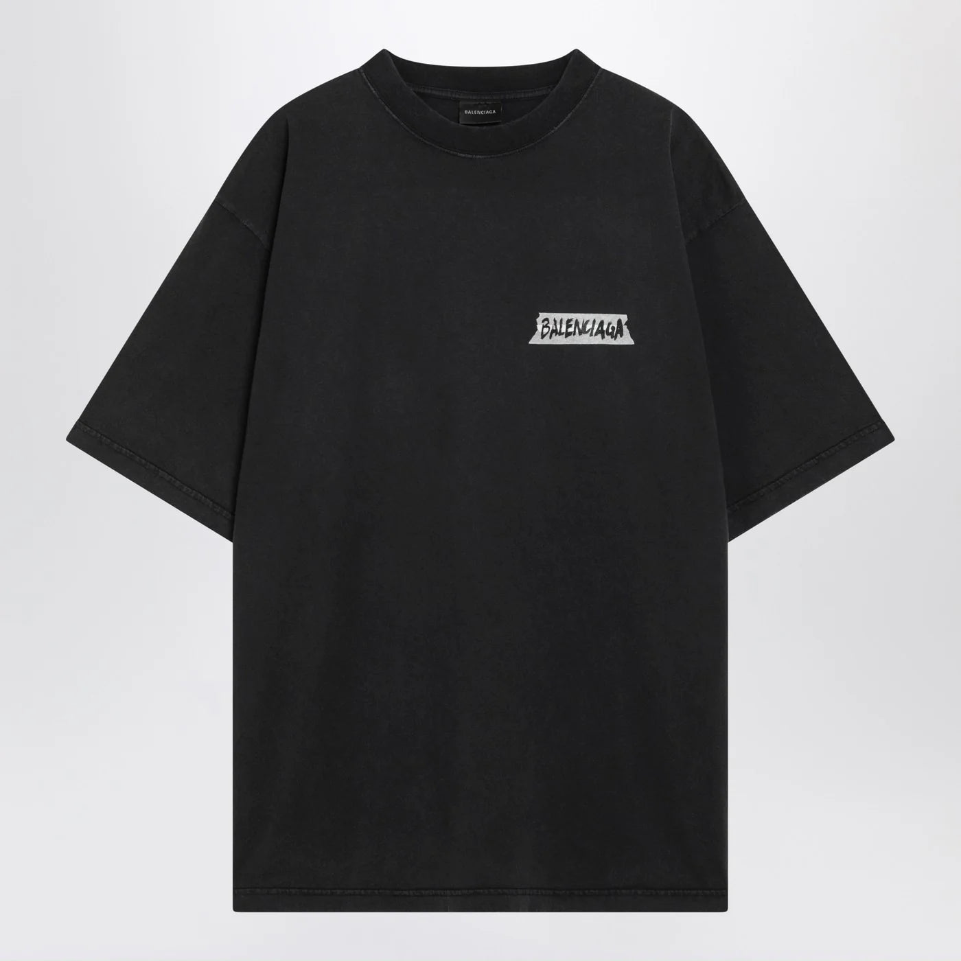 Balenciaga Black washed Masking Tape T-shirt with medium fit