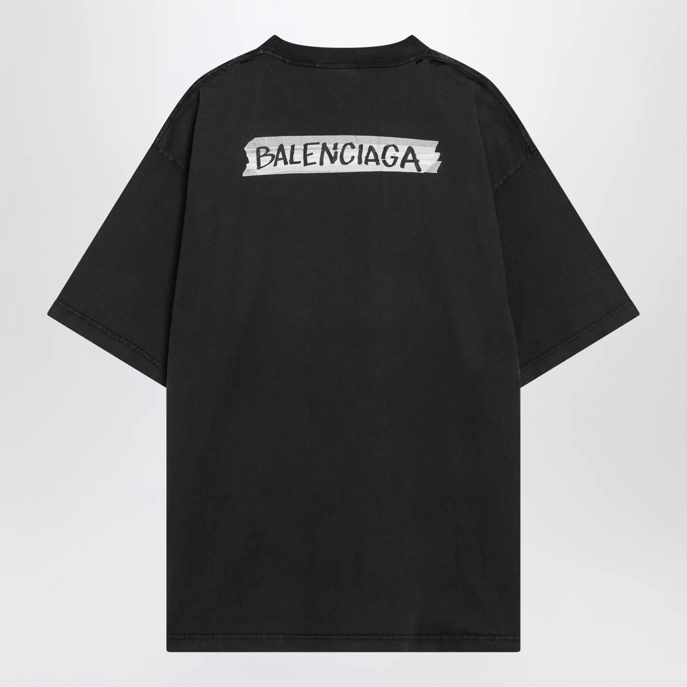 Balenciaga Black washed Masking Tape T-shirt with medium fit