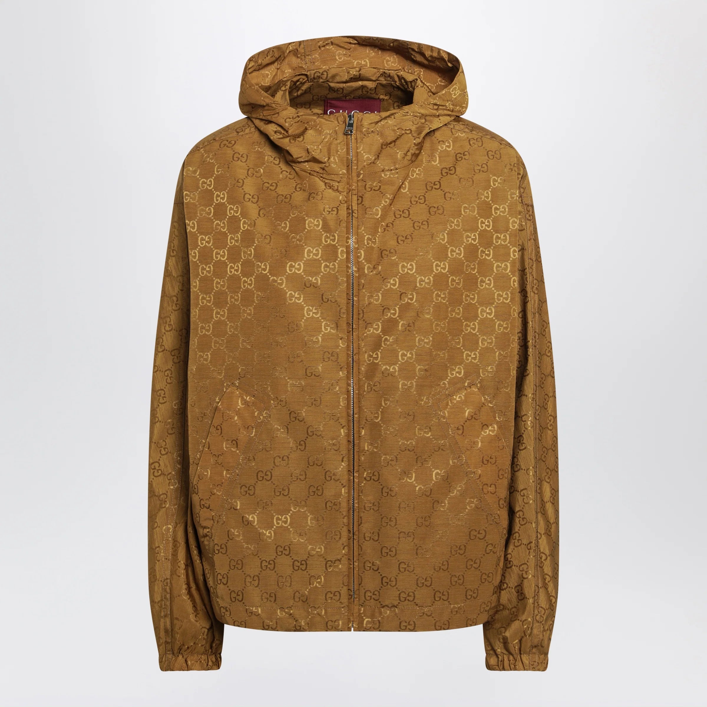 GUCCI Technical jacquard jacket with brown GG pattern