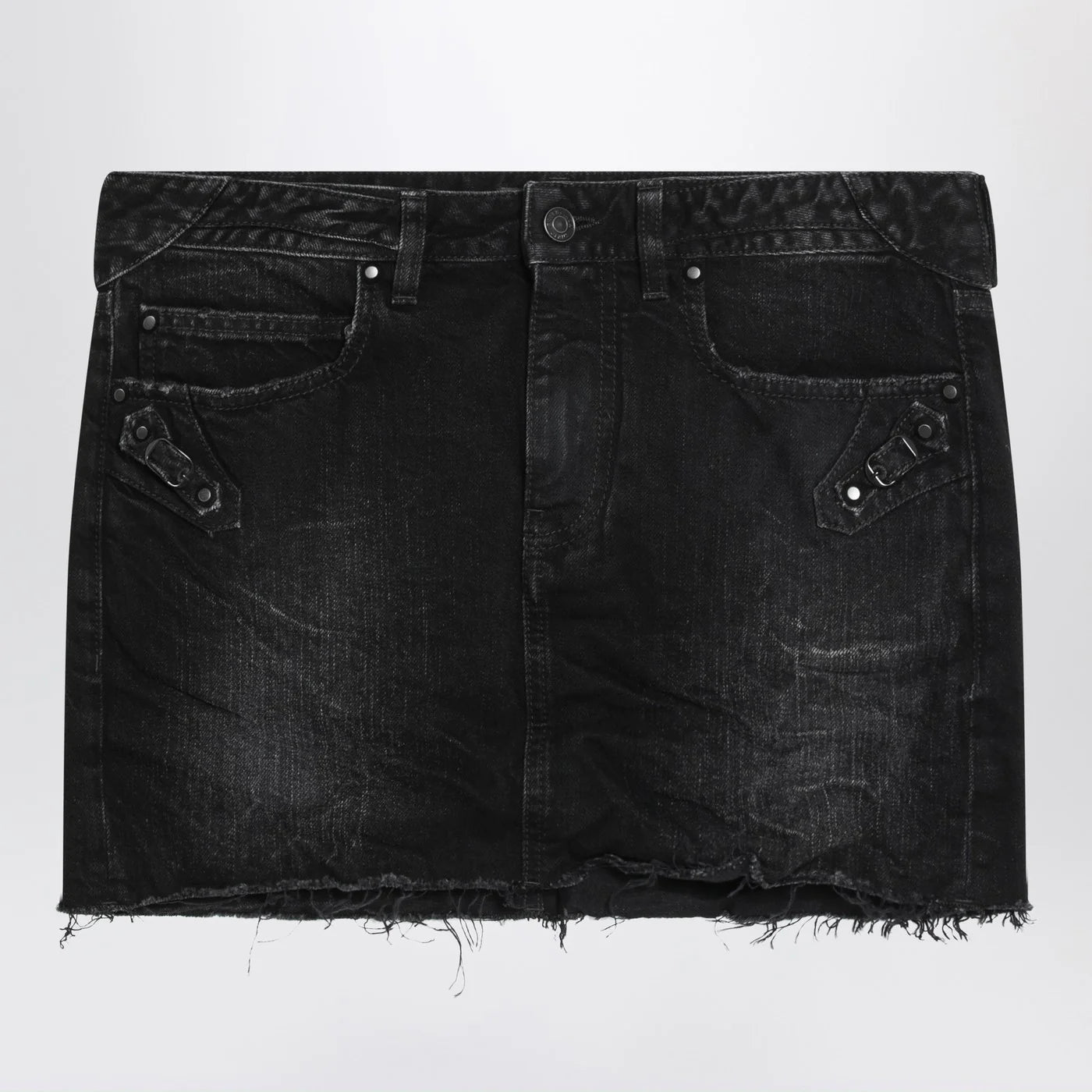 Balenciaga Washed black City mini denim skirt