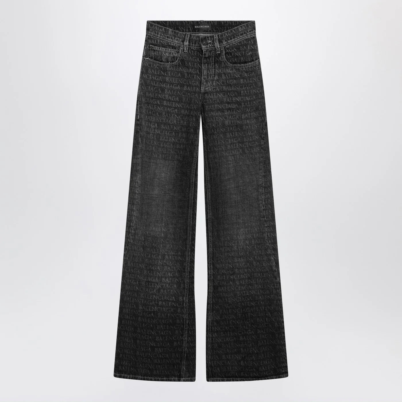 Balenciaga Black washed jeans with jacquard logos