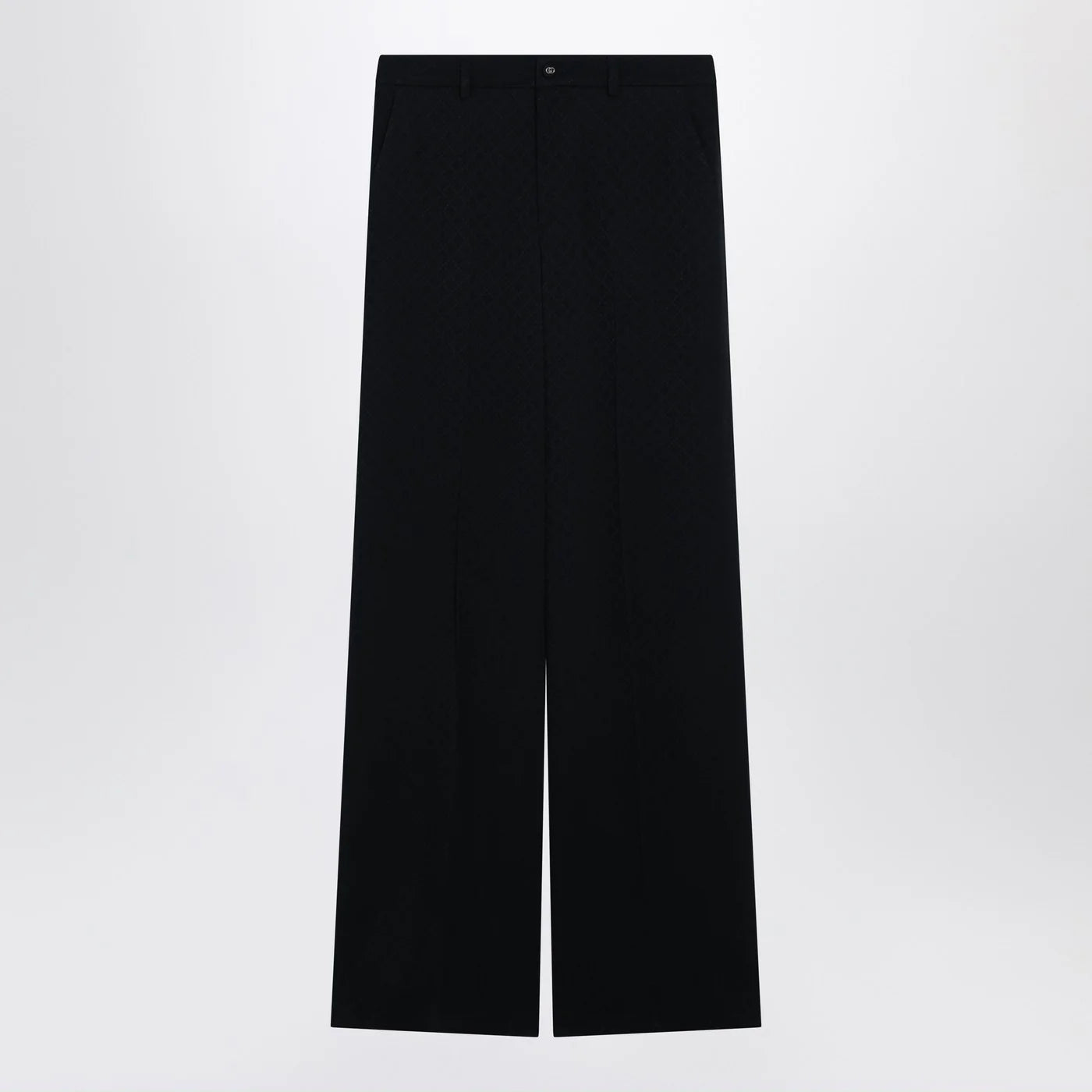 GUCCI Blue jacquard silk-blend trousers