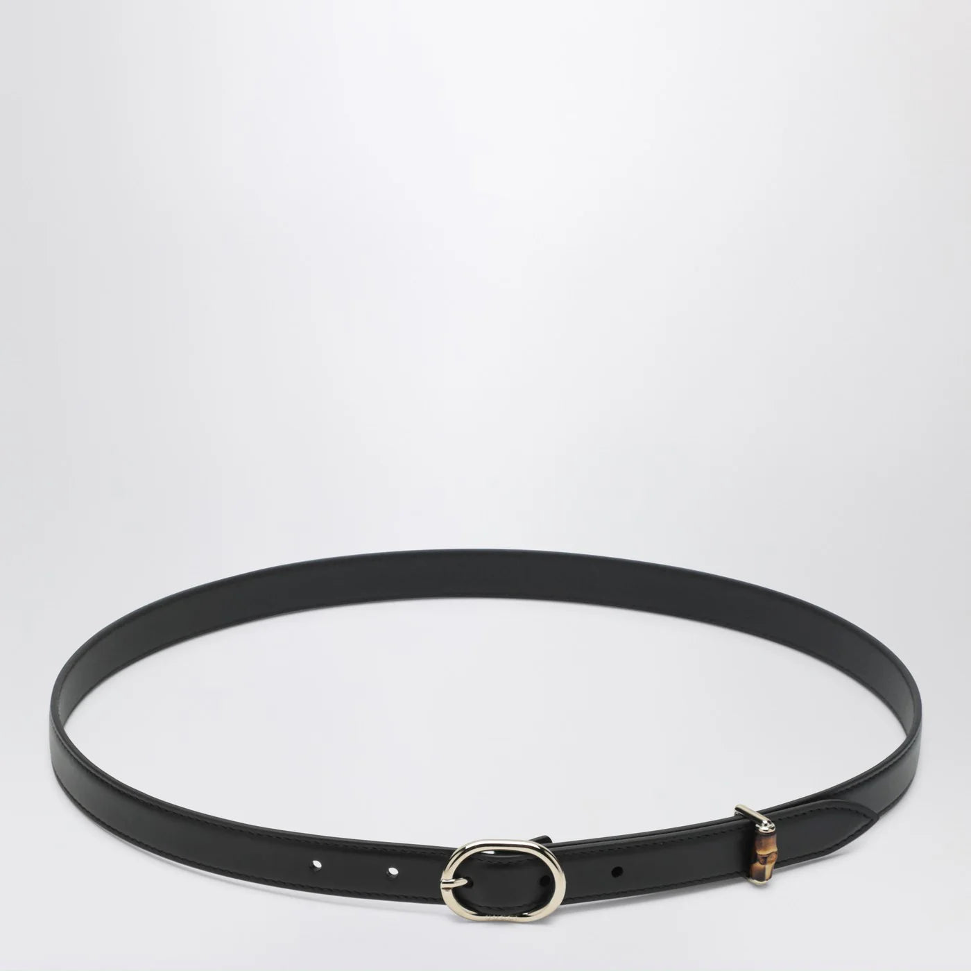 GUCCI Thin black belt with oval buckle