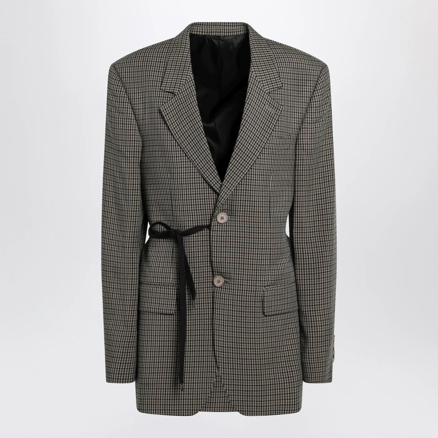 Balenciaga Vichy-pattern jacket with side lace detail
