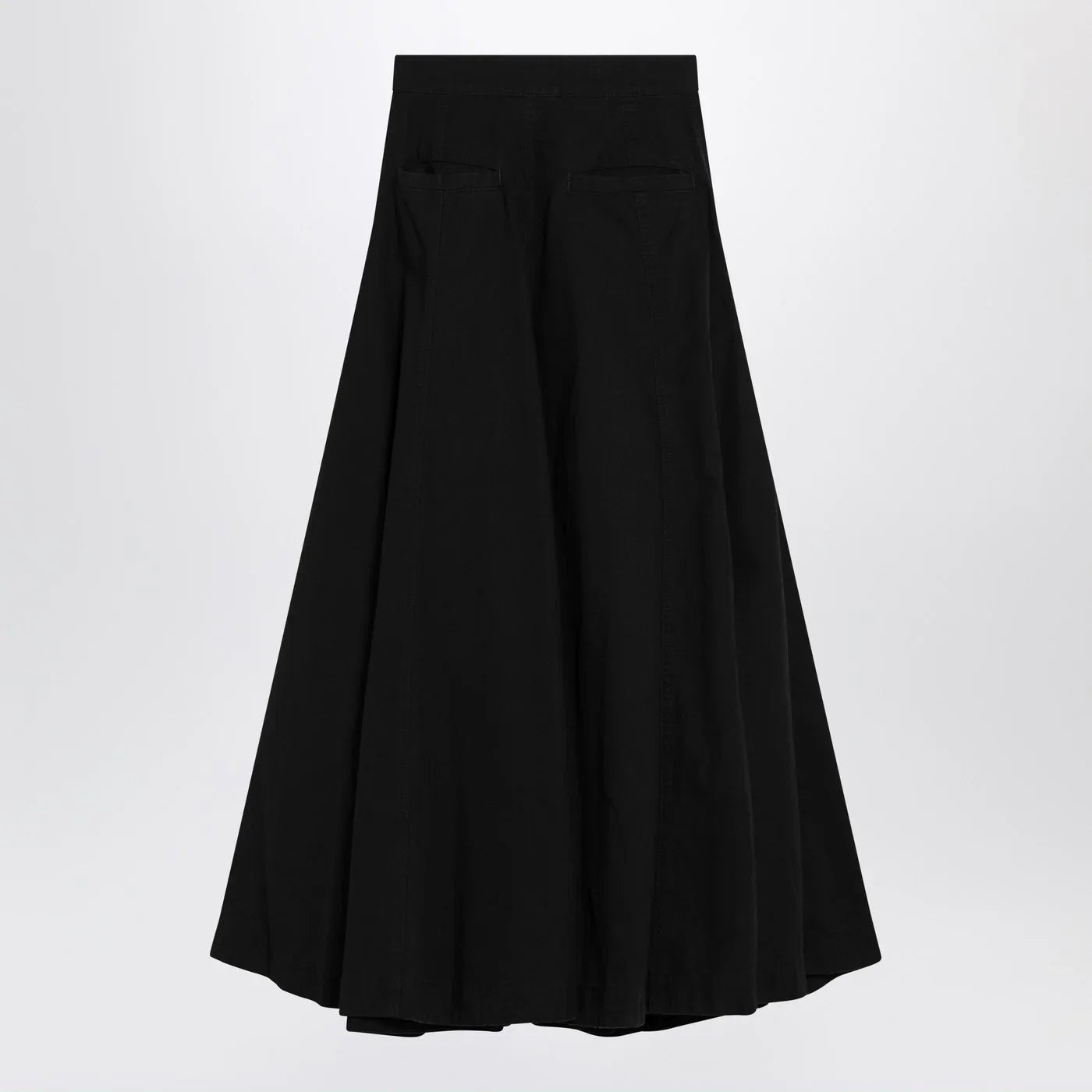 Balenciaga Black cotton ripstop Godet maxi skirt
