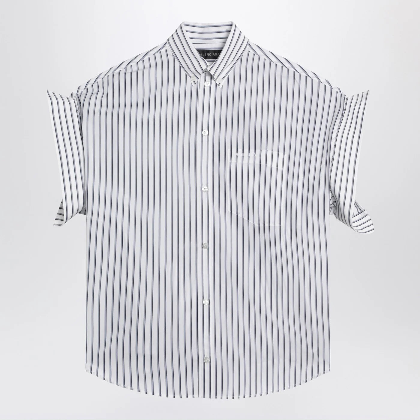 Balenciaga White striped shirt with turn-up sleeves