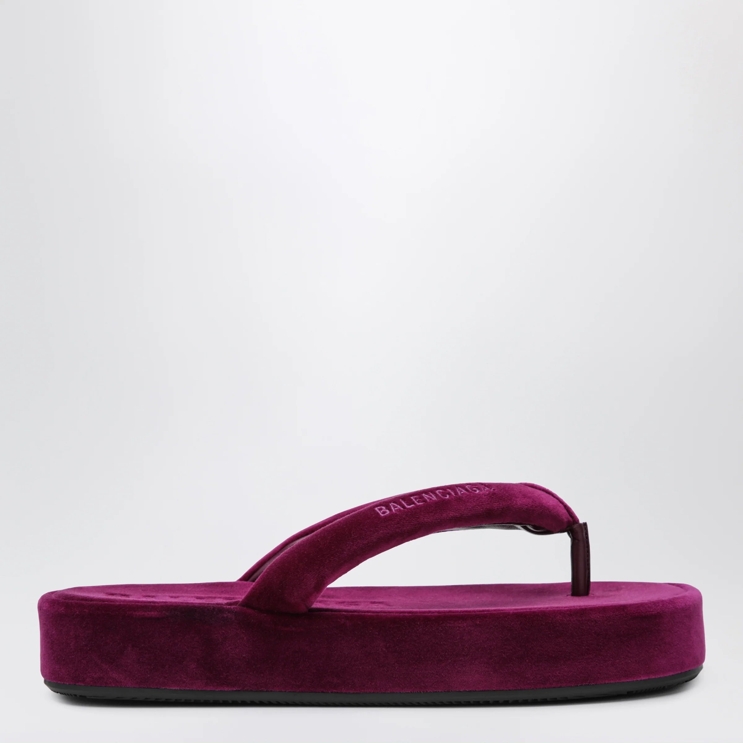 Balenciaga Jet Lag stretch velvet flip-flops in purple