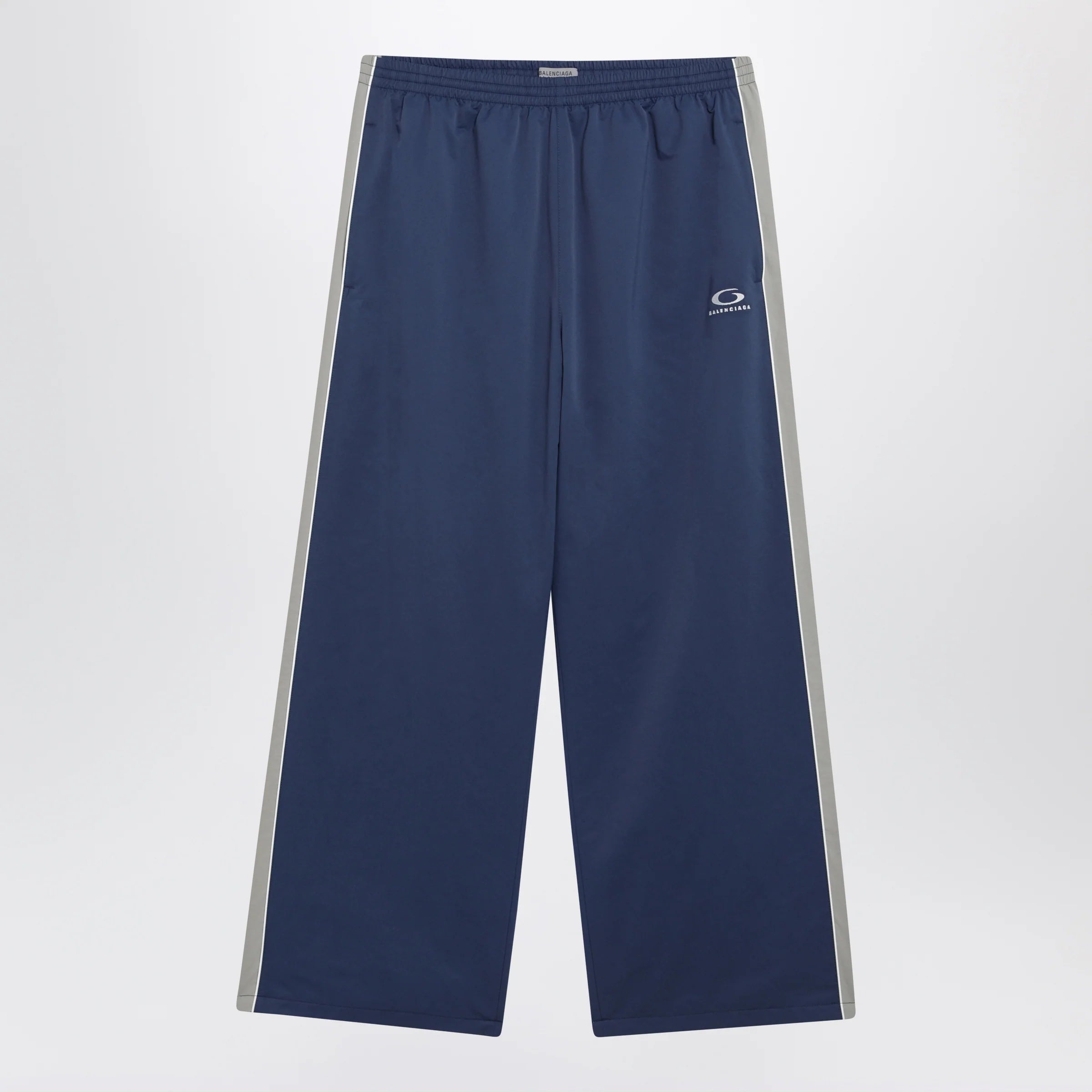 Balenciaga Washed technical satin track pants in marine blue