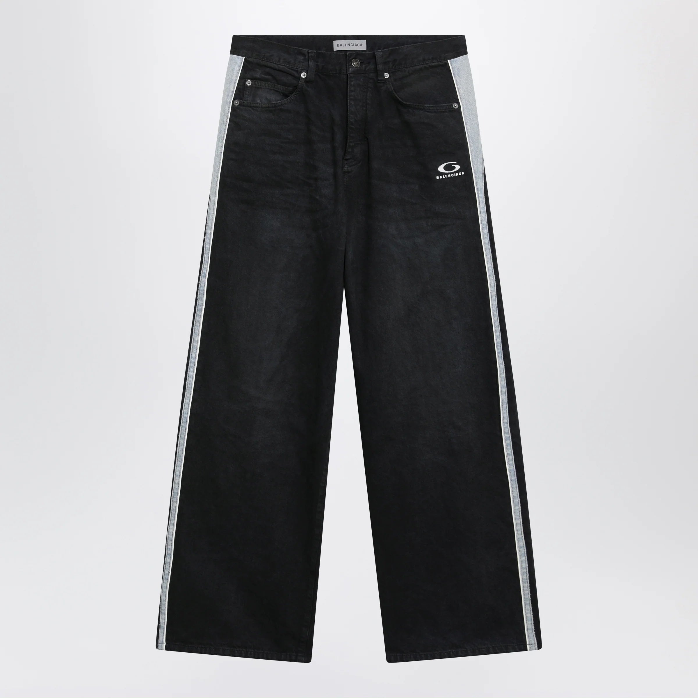 Balenciaga Denim trousers with dark brown and black trims