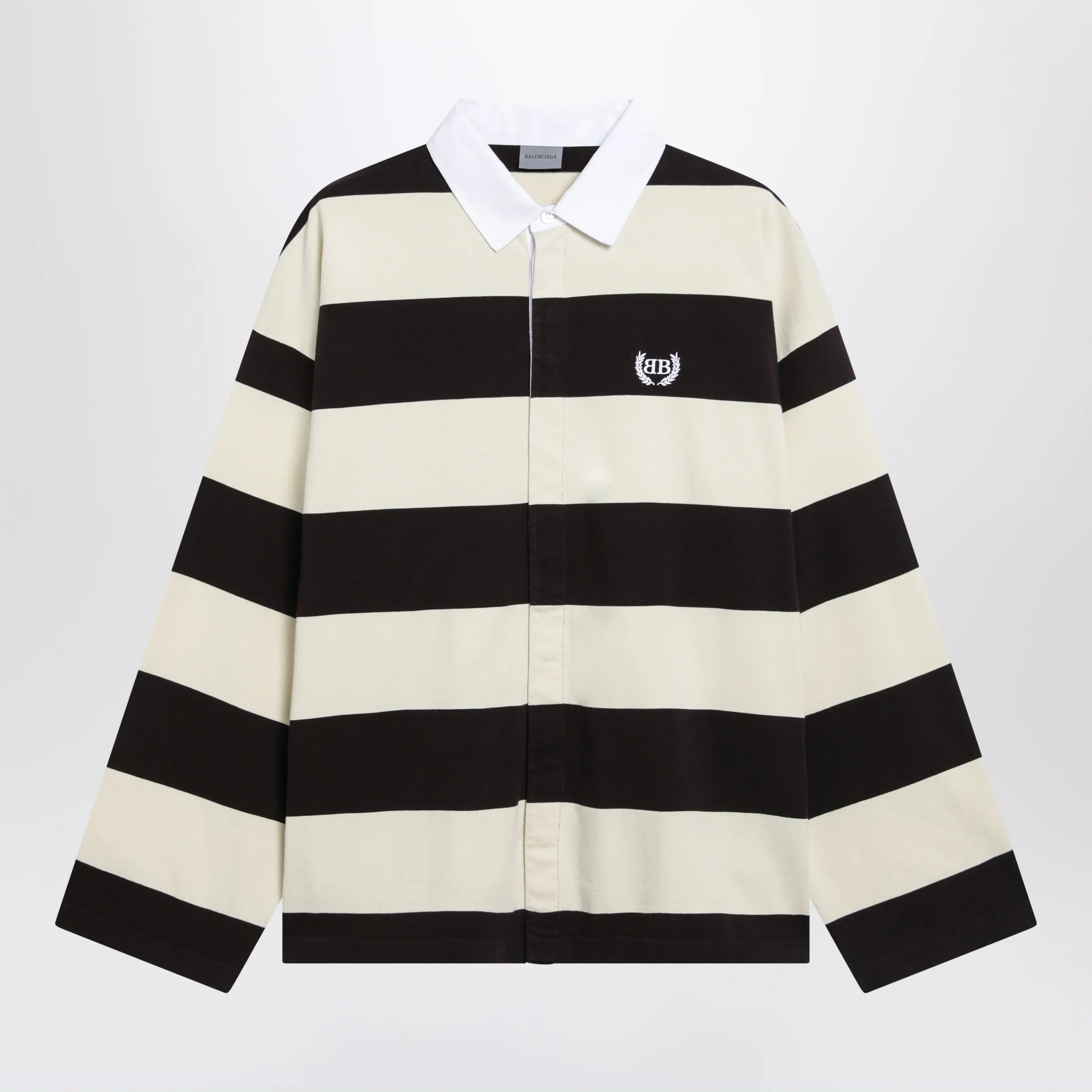 Balenciaga Striped jersey polo shirt in cotton, brown