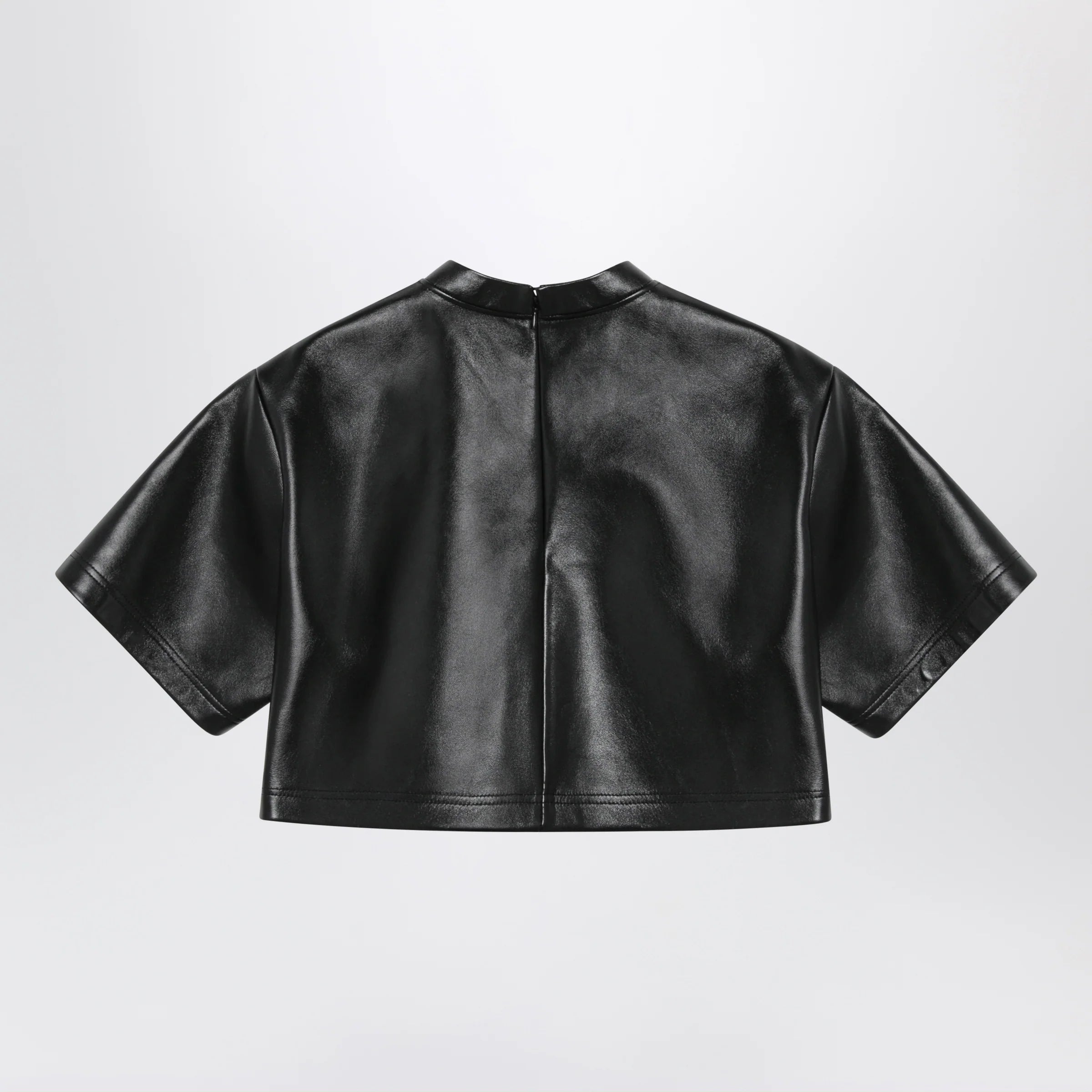 Balenciaga Black Cropped Leather Top