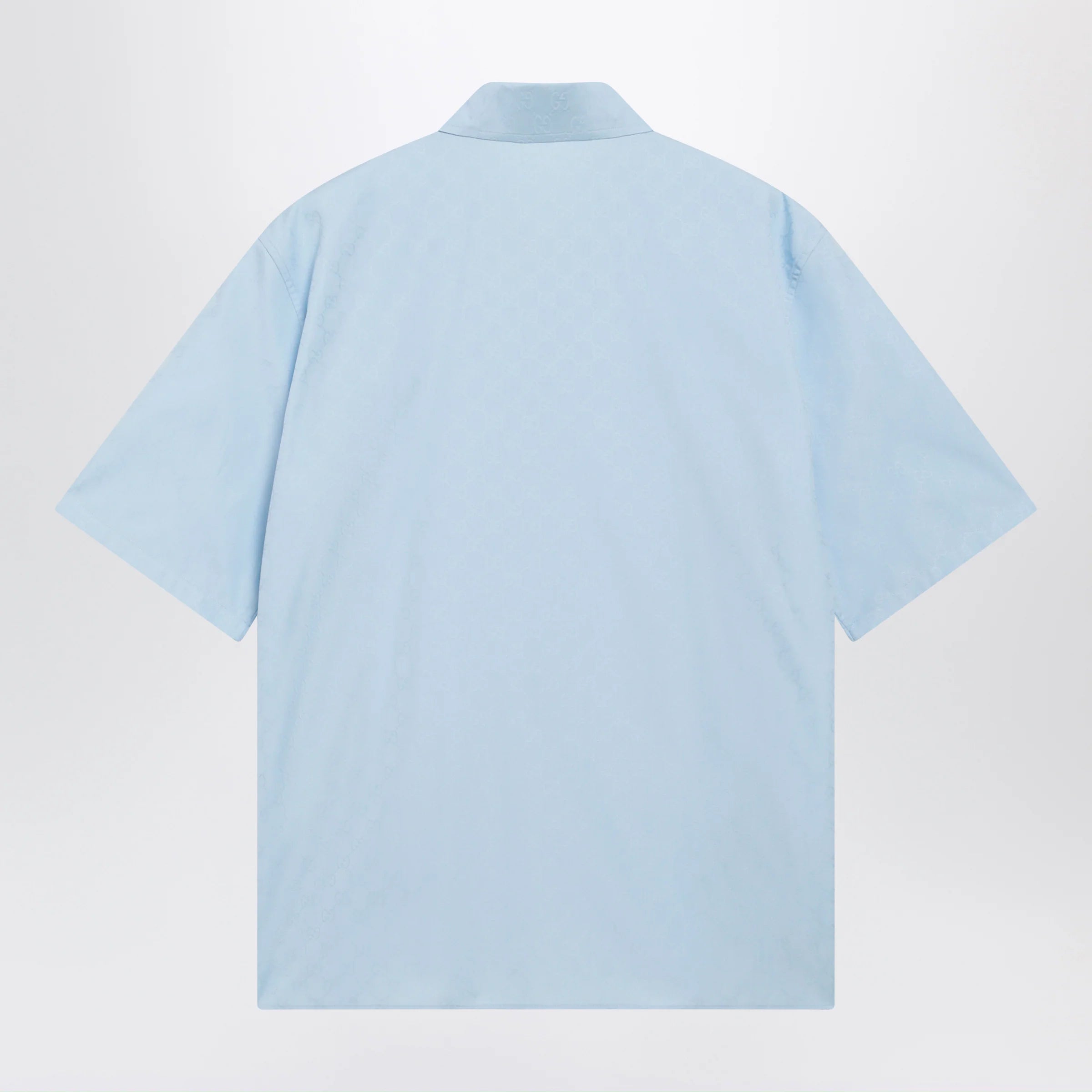GUCCI GG cotton poplin short-sleeve shirt in light blue