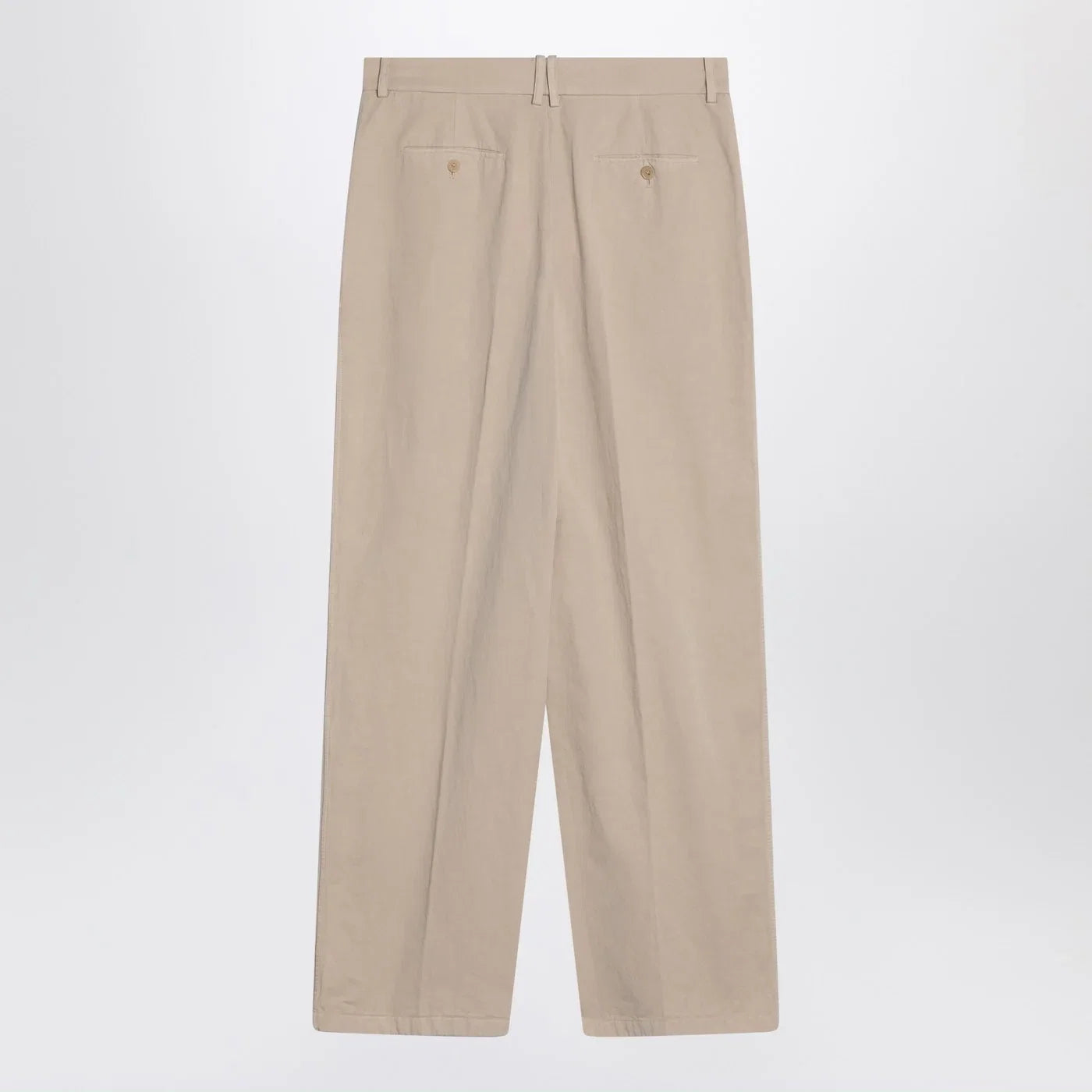The Row Lilas light khaki cotton and linen trousers