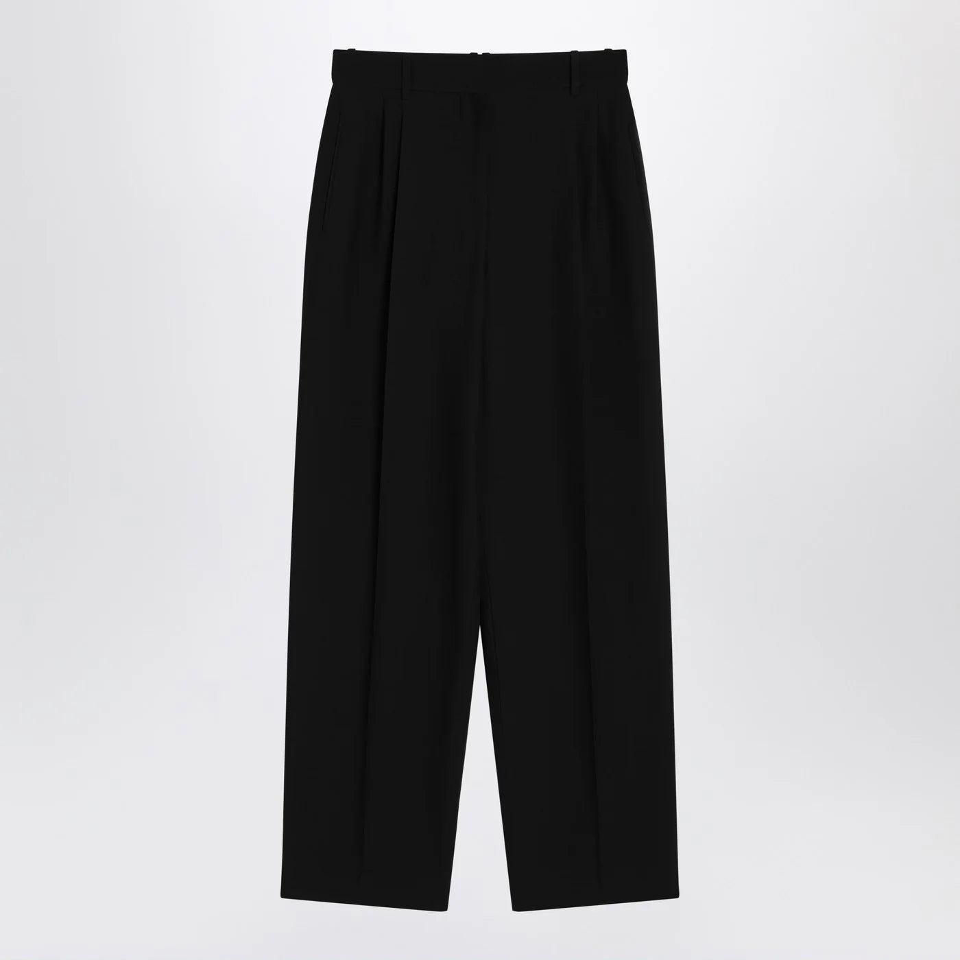 The Row Lilas trousers in black wool and linen