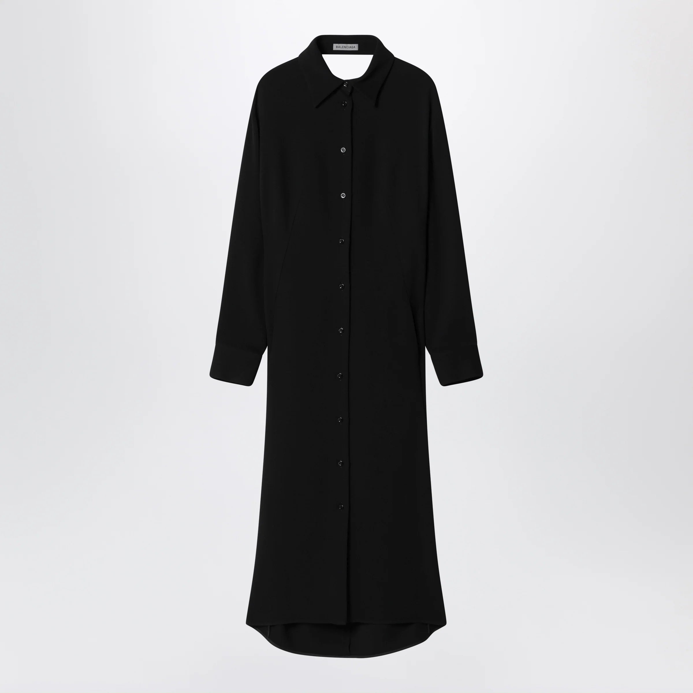 Balenciaga Black shirt dress in wool and silk