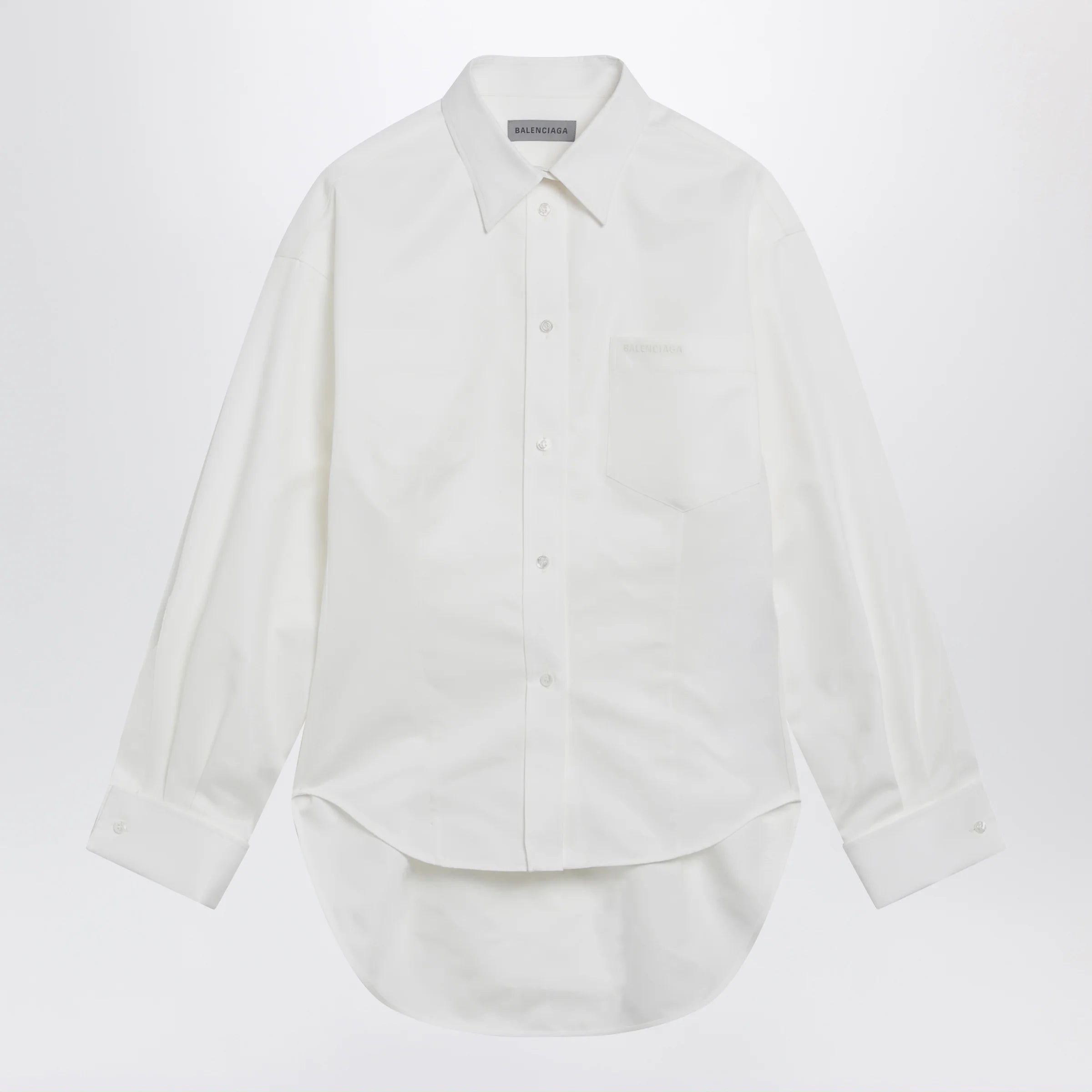Balenciaga Cocoon shirt in cotton and silk poplin, white
