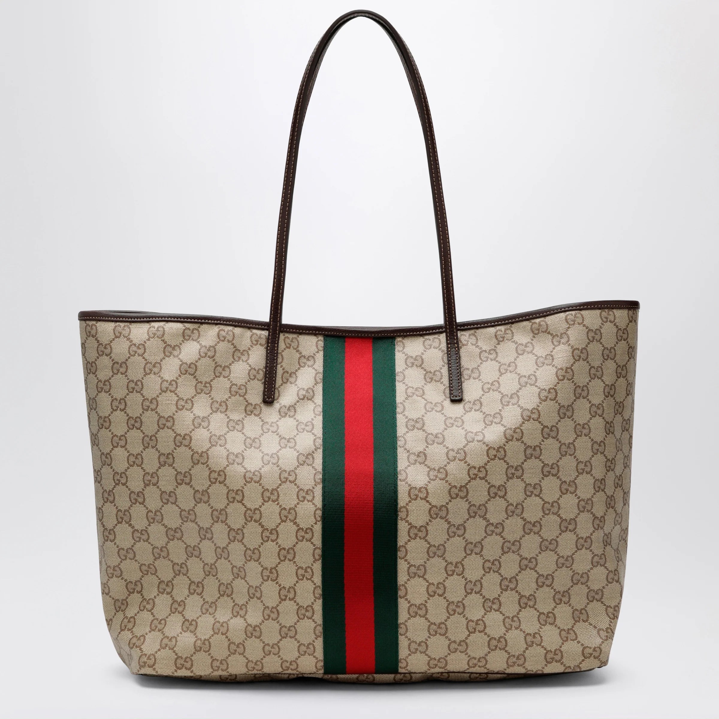 GUCCI Large Tribeca shopping tote in GG canvas, brown