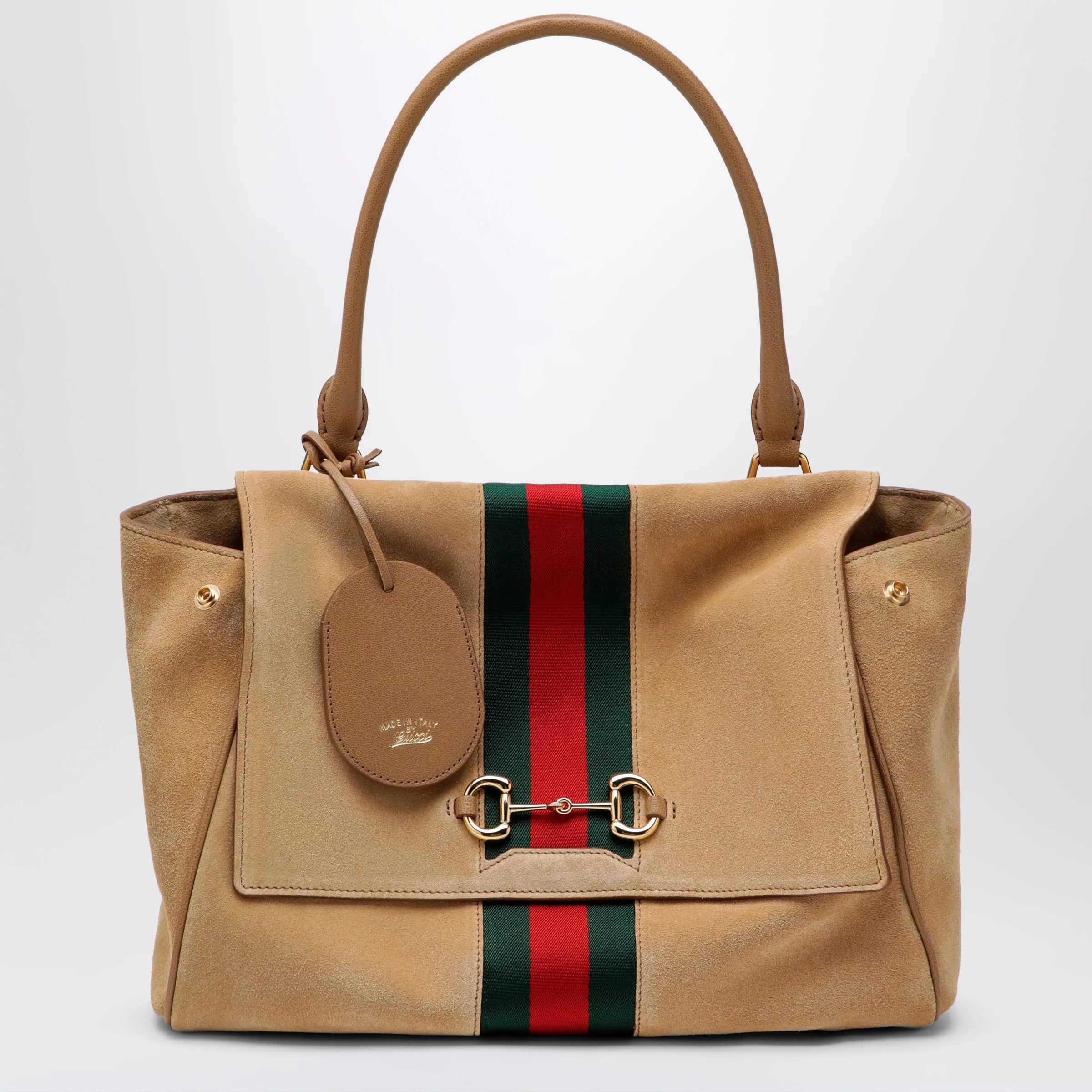 GUCCI Medium Paparazzo handbag in sand-coloured suede