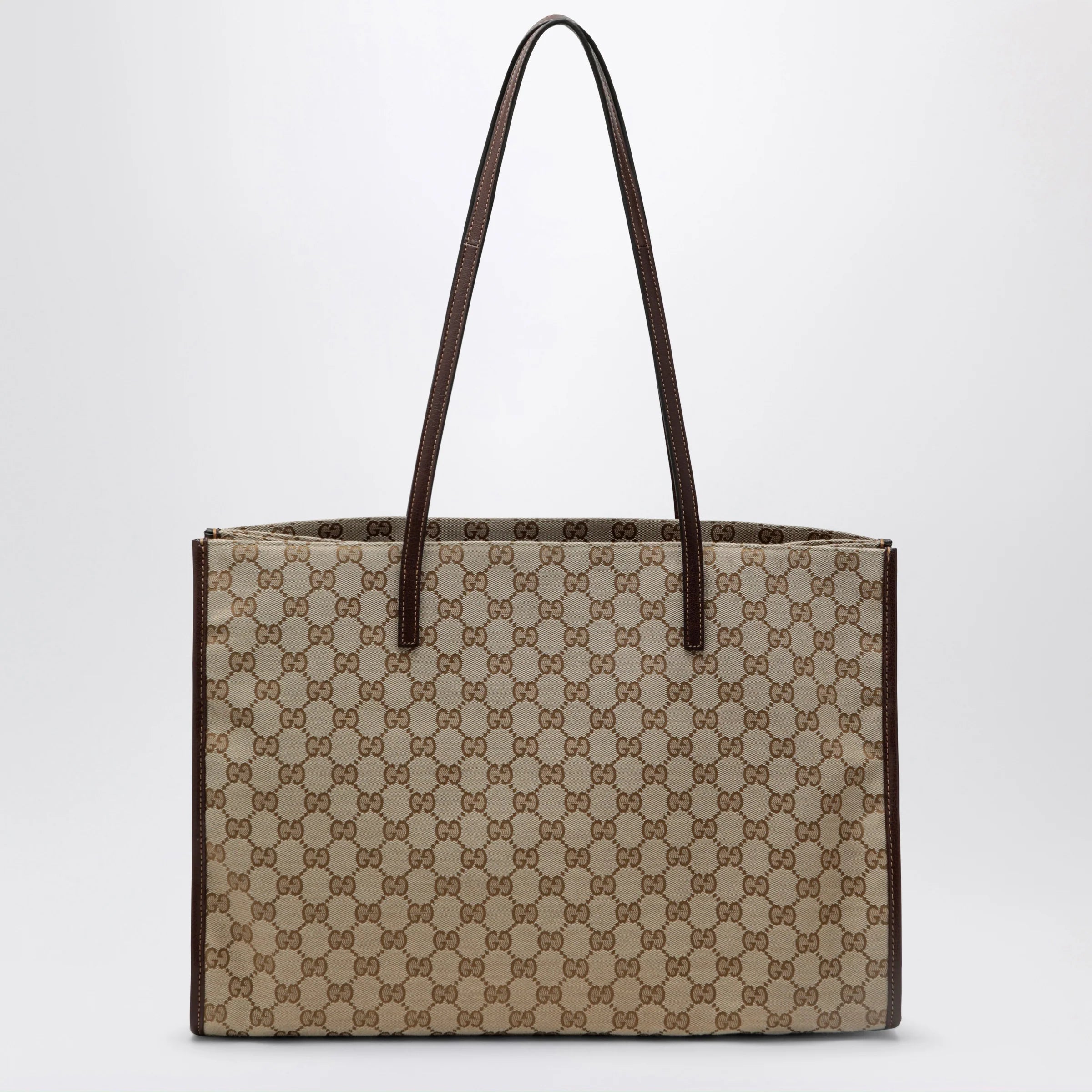 GUCCI Large London shopping bag in beige sand GG fabric