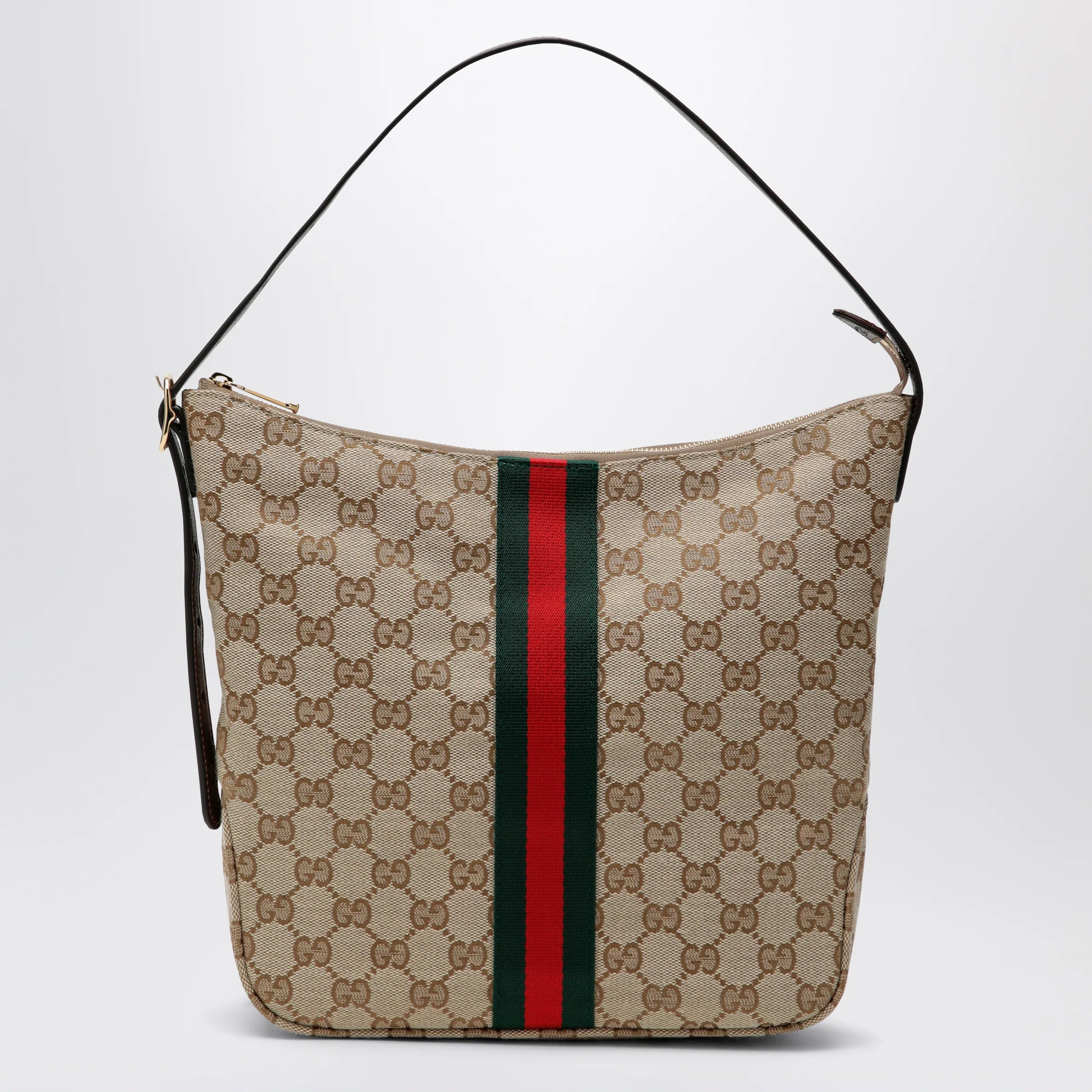 GUCCI Medium Lunetta crossbody bag in beige sand GG fabric