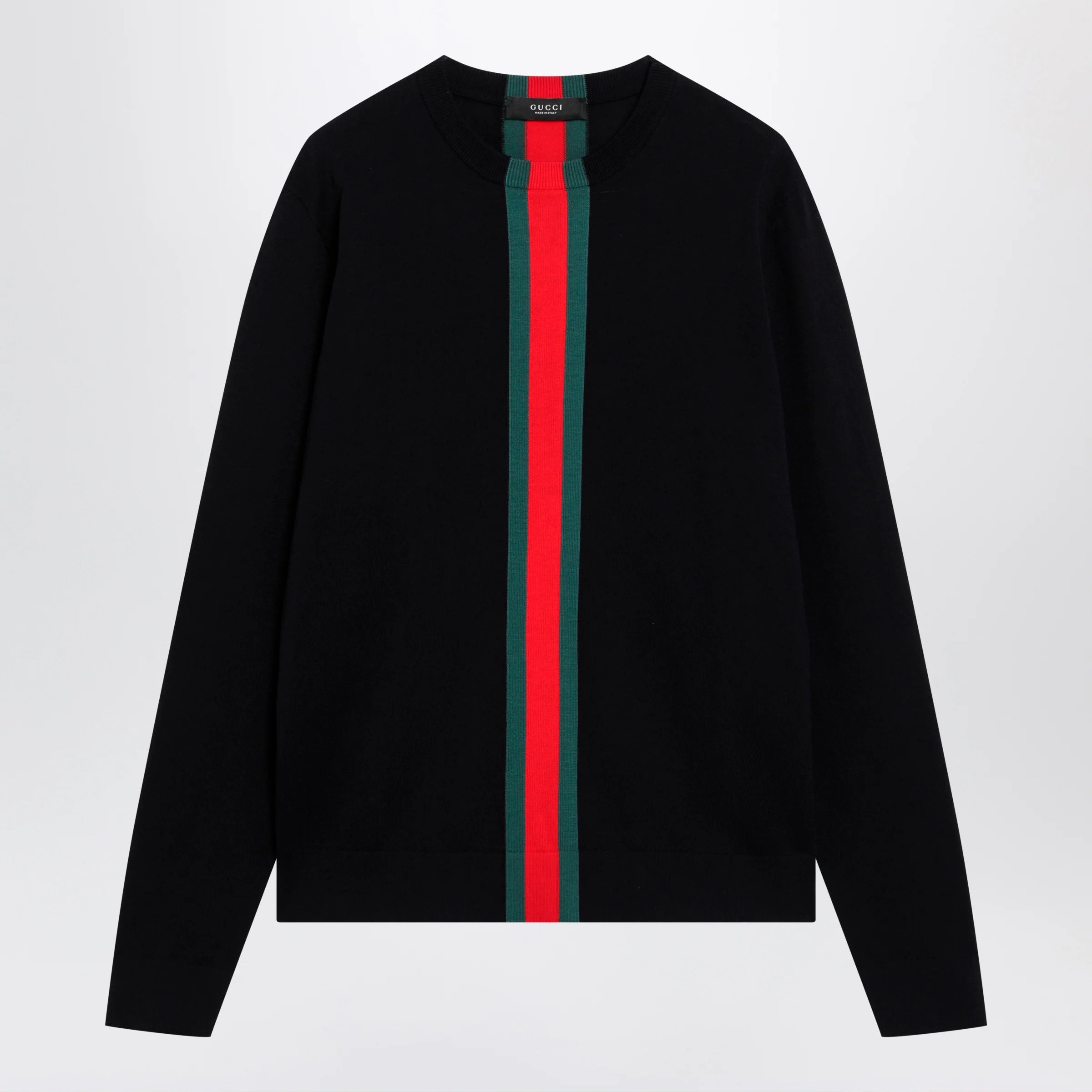 GUCCI Knitted cotton sweater with Web ribbon
