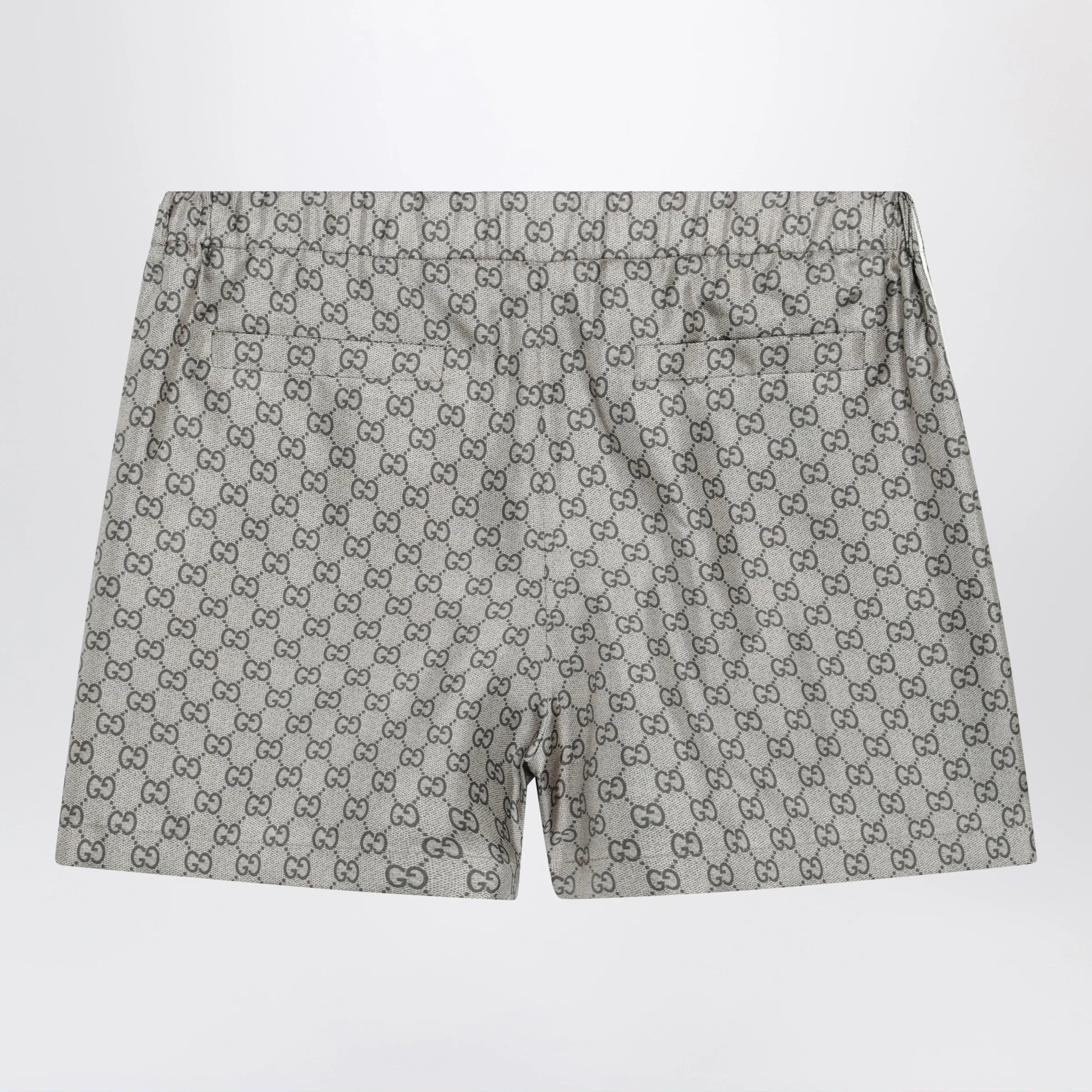 GUCCI Silk twill shorts with GG print in beige
