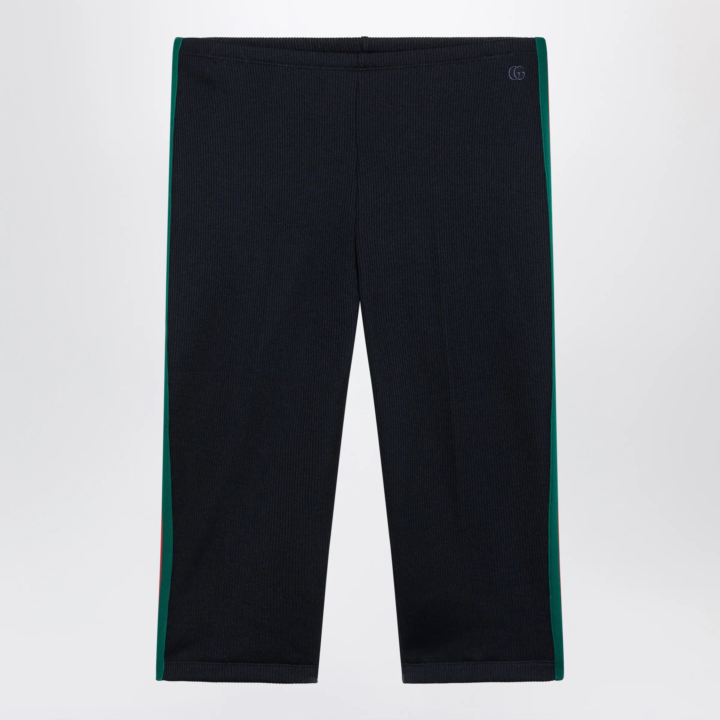 GUCCI Ribbed cotton jersey pants with Web, Blue Japan