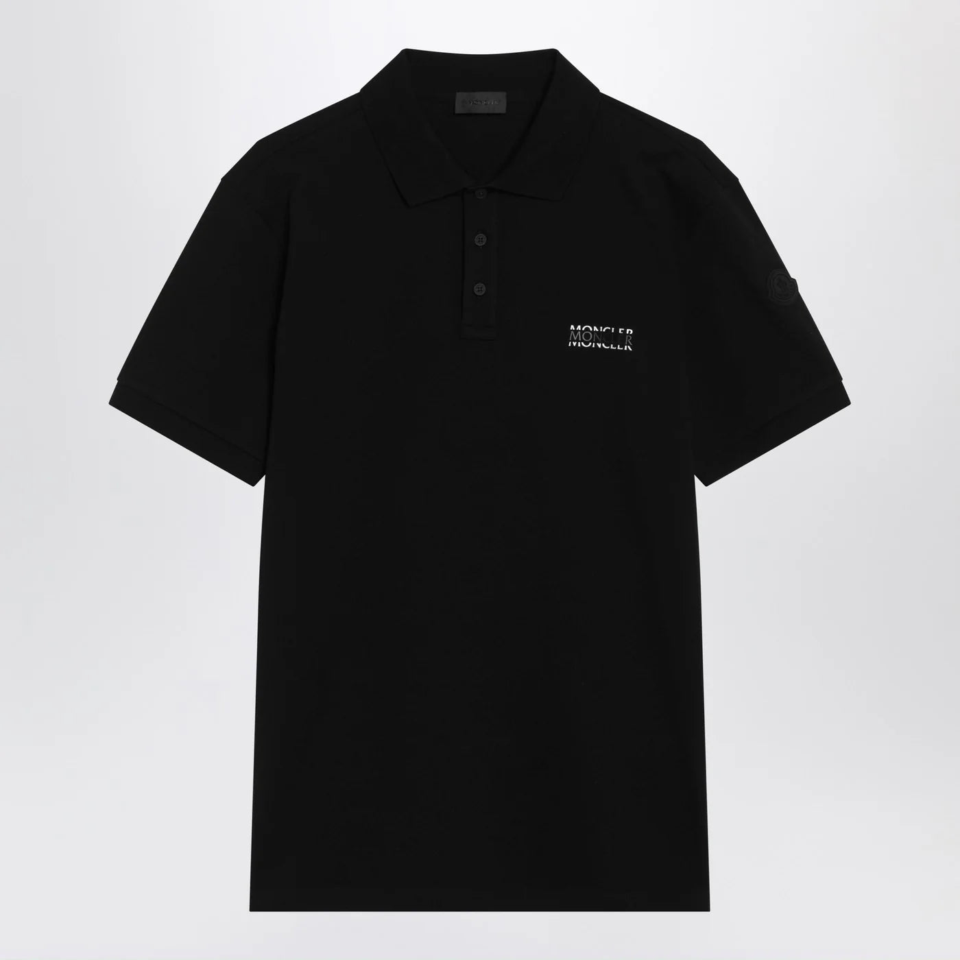 Moncler Black cotton piqué polo shirt with logo