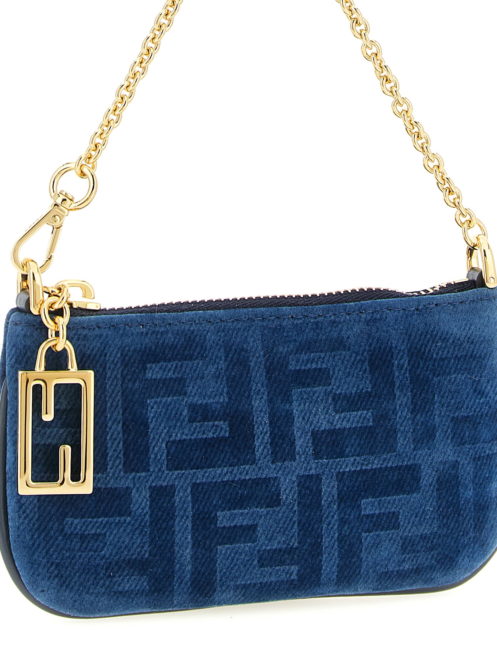 Fendi Ff Mini Denim Pouch